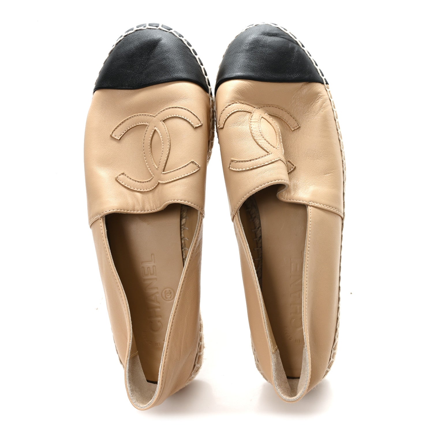 Lambskin CC Espadrilles 39 Beige Black