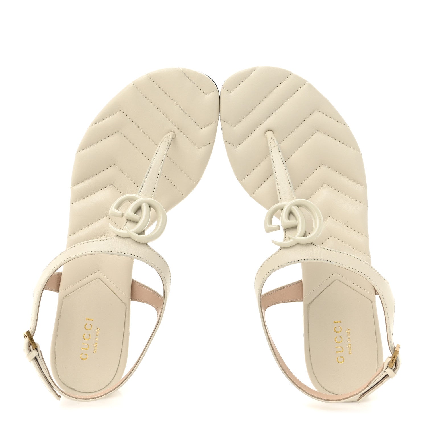 Nappa Matelasse Double G 35mm Thong Sandals 38 Mystic White