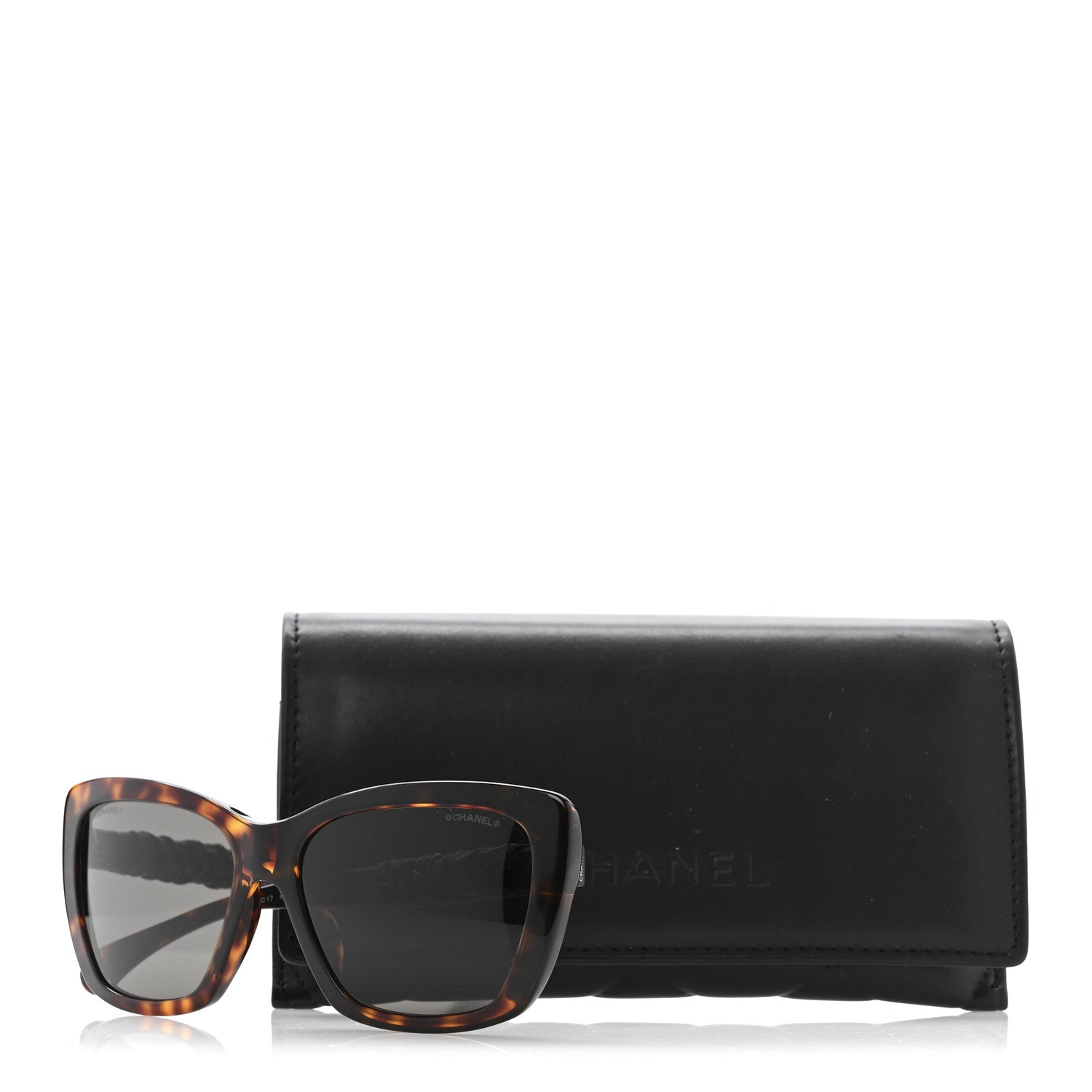 Acetate Calfskin Square Sunglasses 5476-Q-A Tortoise