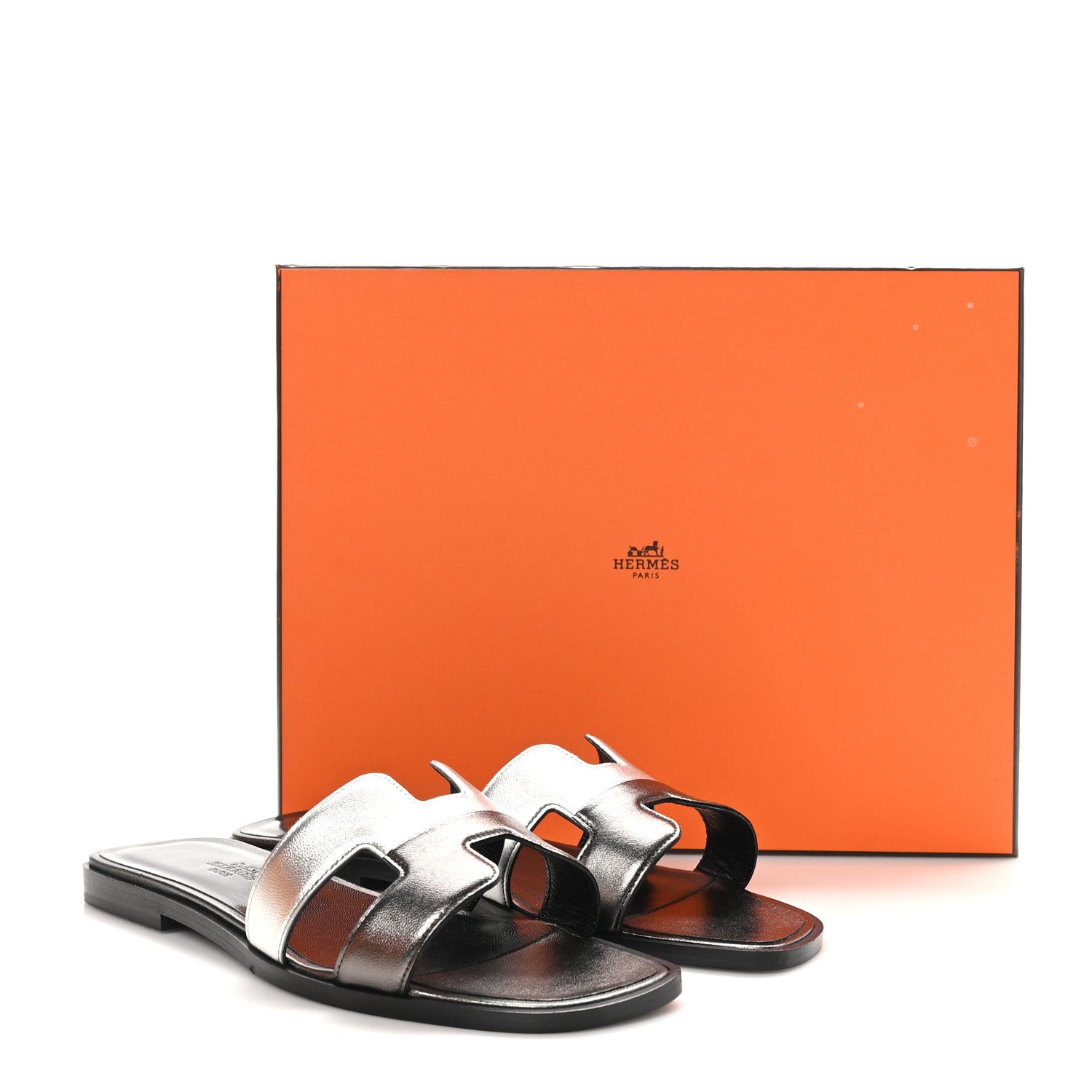 Metallic Nappa Box Oran Sandals 37 Canon De Fusil Argent