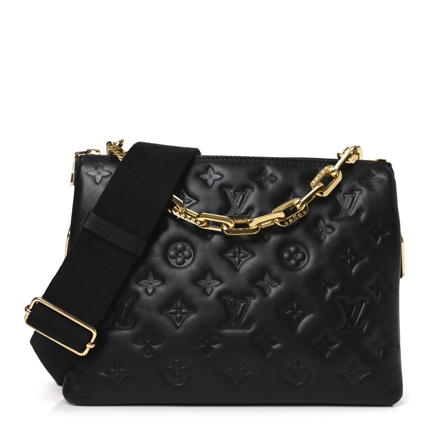 Lambskin Embossed Monogram Coussin PM Black