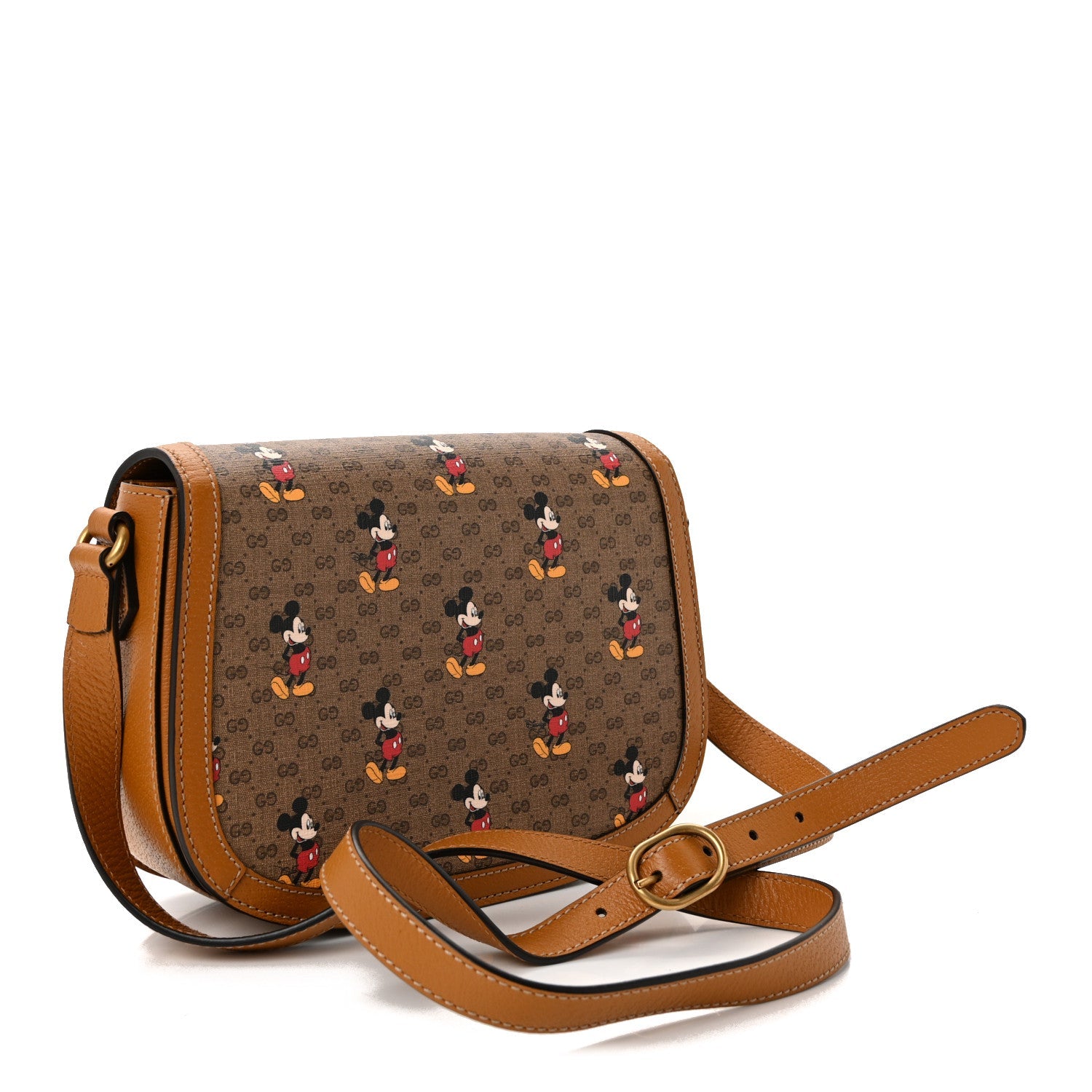 X DISNEY Mini Vintage GG Supreme Monogram Mickey Mouse Small Flap Messenger Bag Beige Vintage Sun Oil