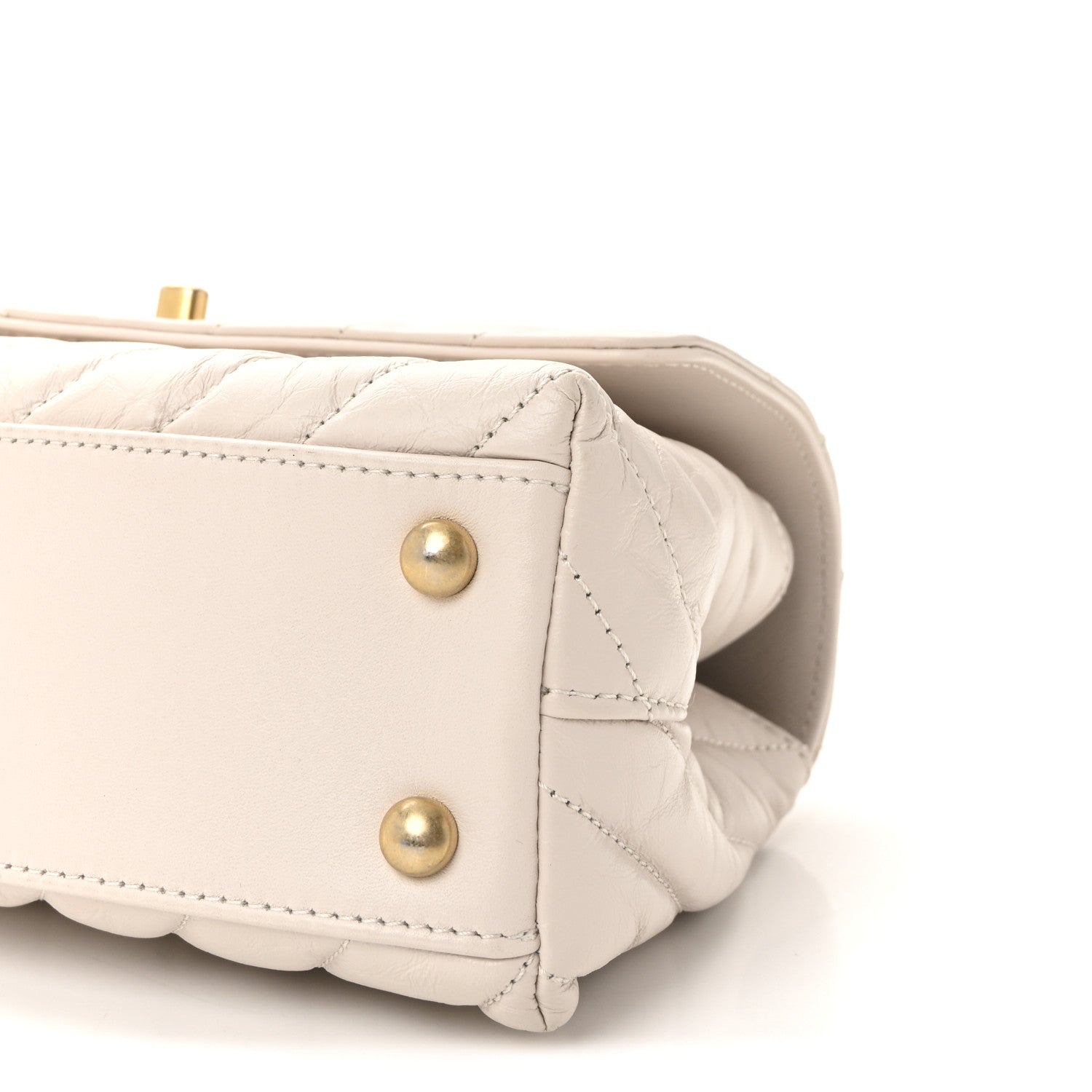Calfskin Chevron Quilted Mini Coco Handle Flap Rose Pale