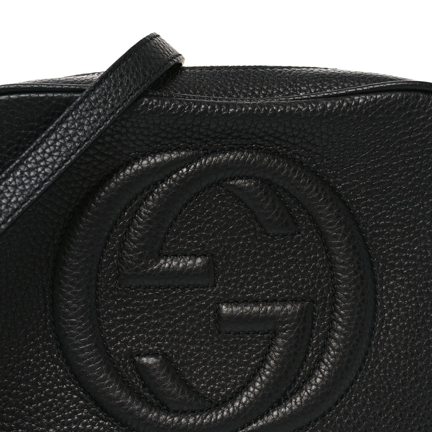 Pebbled Calfskin Small Soho Disco Bag Black
