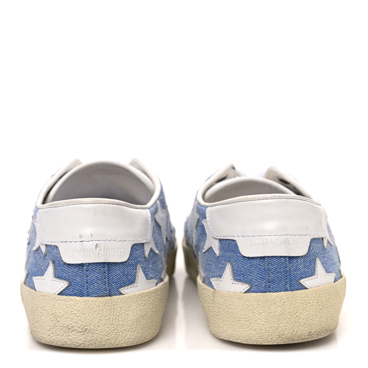 Denim Calfskin Star Court Sneakers 39 Blue