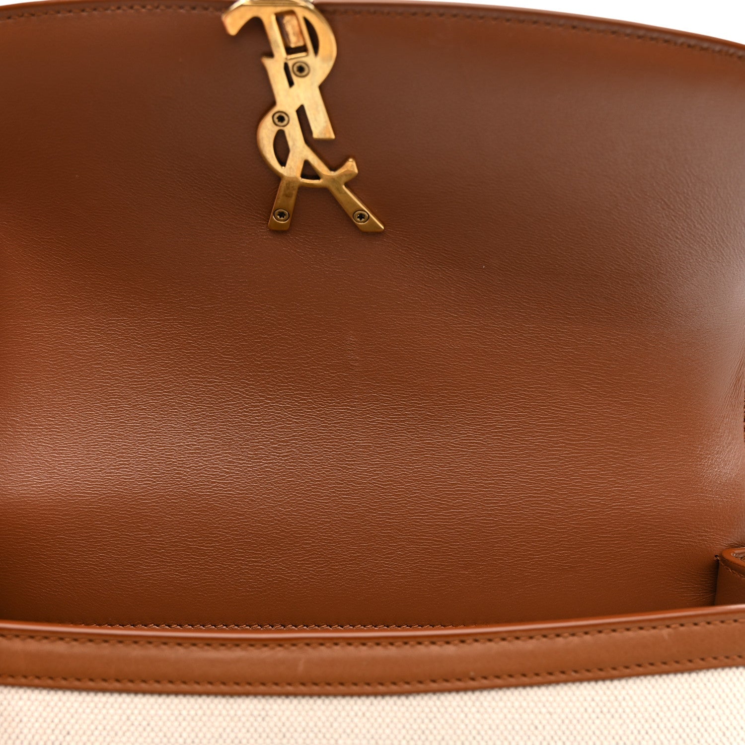 Linen Calfskin Monogram Small Solferino Satchel Greggio Brick