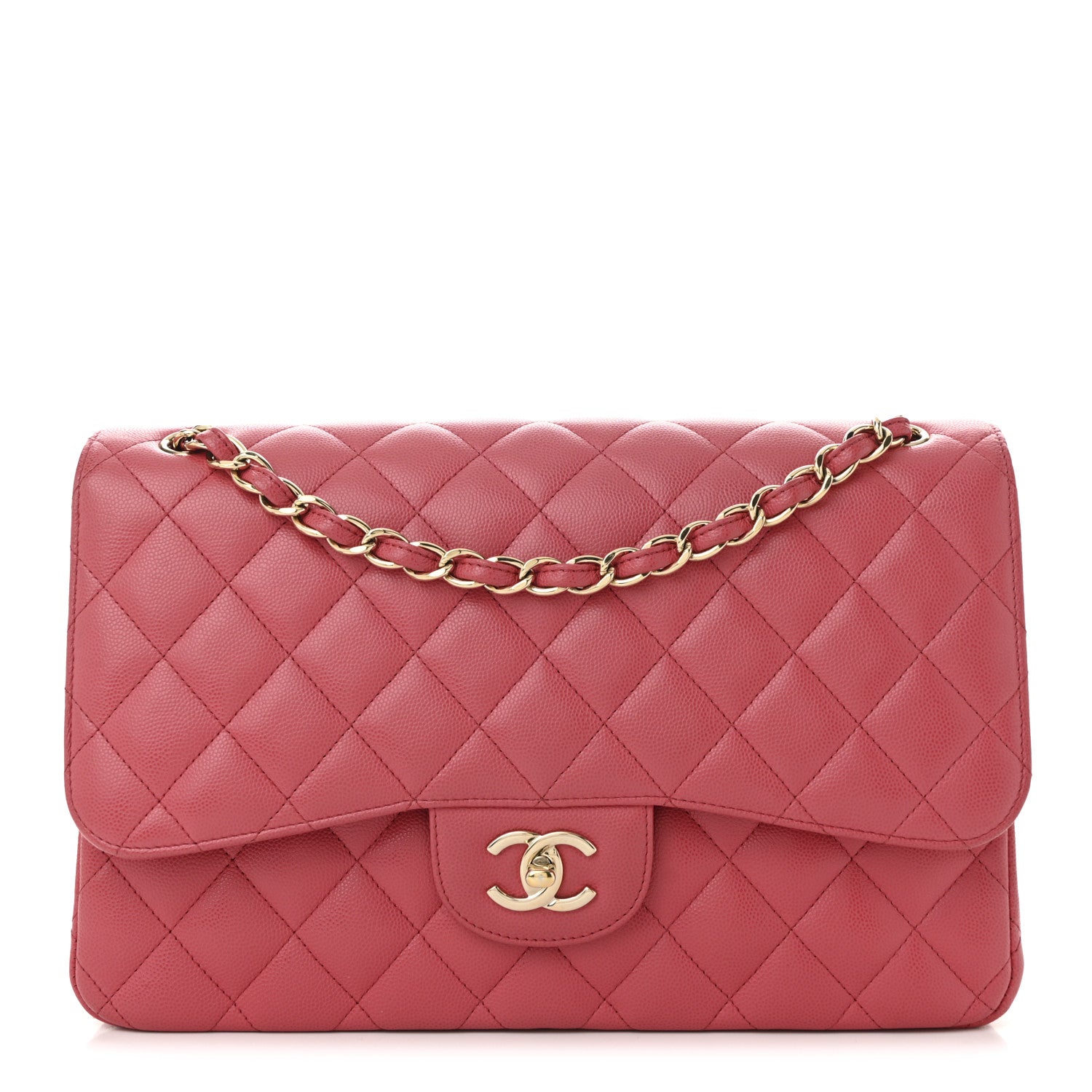 Caviar Quilted Jumbo Double Flap Pink