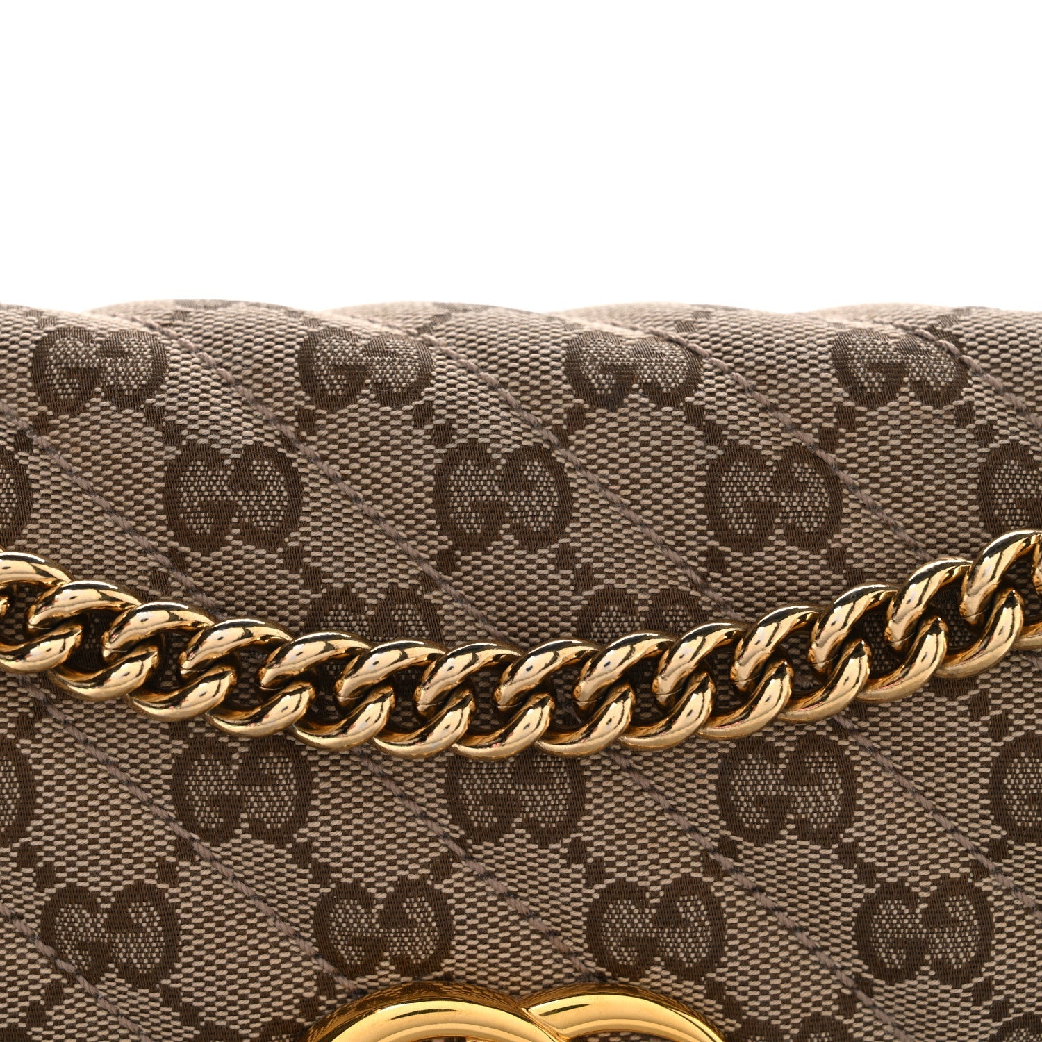 Monogram Azalea Calfskin Matelasse Diagonal Small GG Marmont Chain Shoulder Bag Beige Ebony New Cherry Red