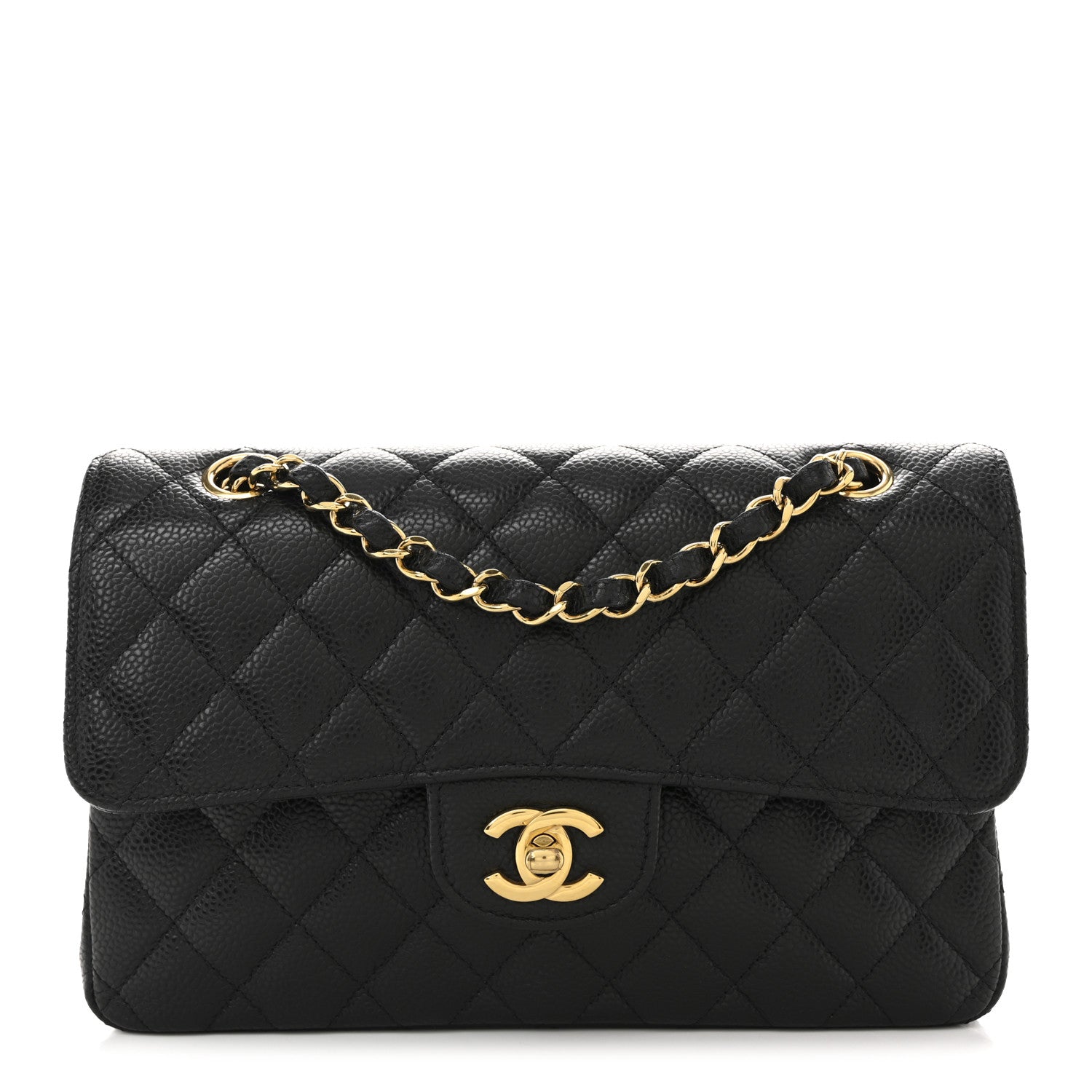 Caviar Quilted Small Double Flap Black