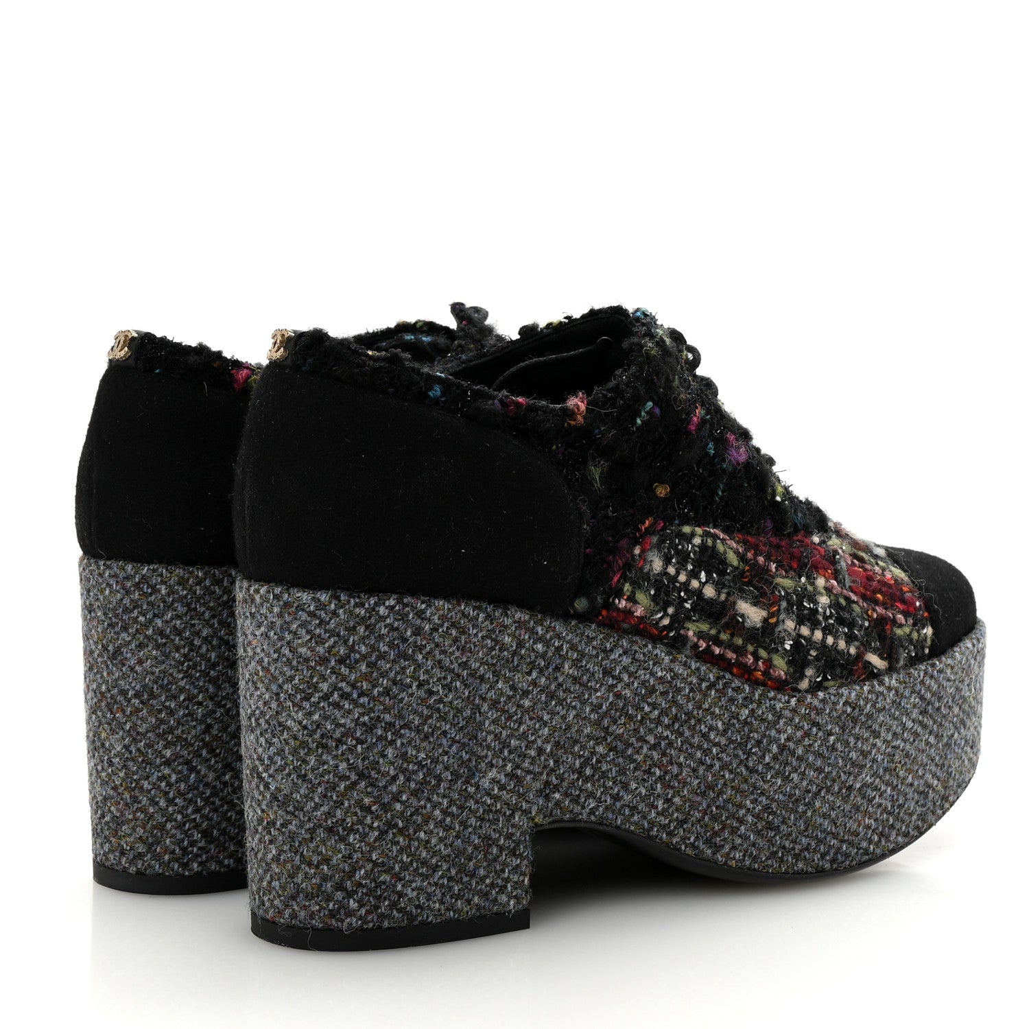 Tweed Lace Up Platform Oxford 39 Multicolor