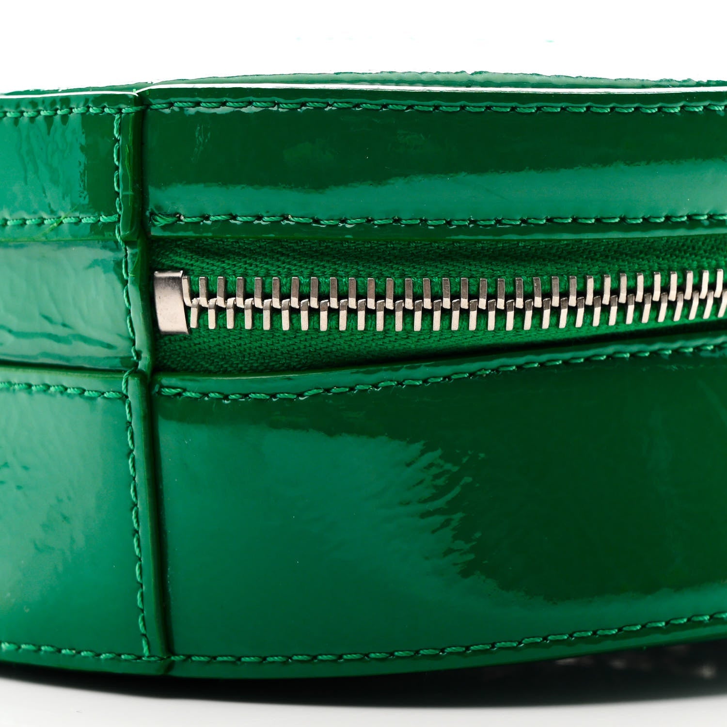 Glazed Calfskin Round As Earth Evening Bag Green