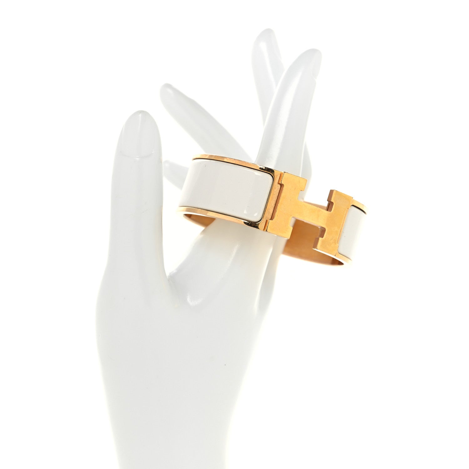Enamel Wide Clic Clac H Bracelet PM White