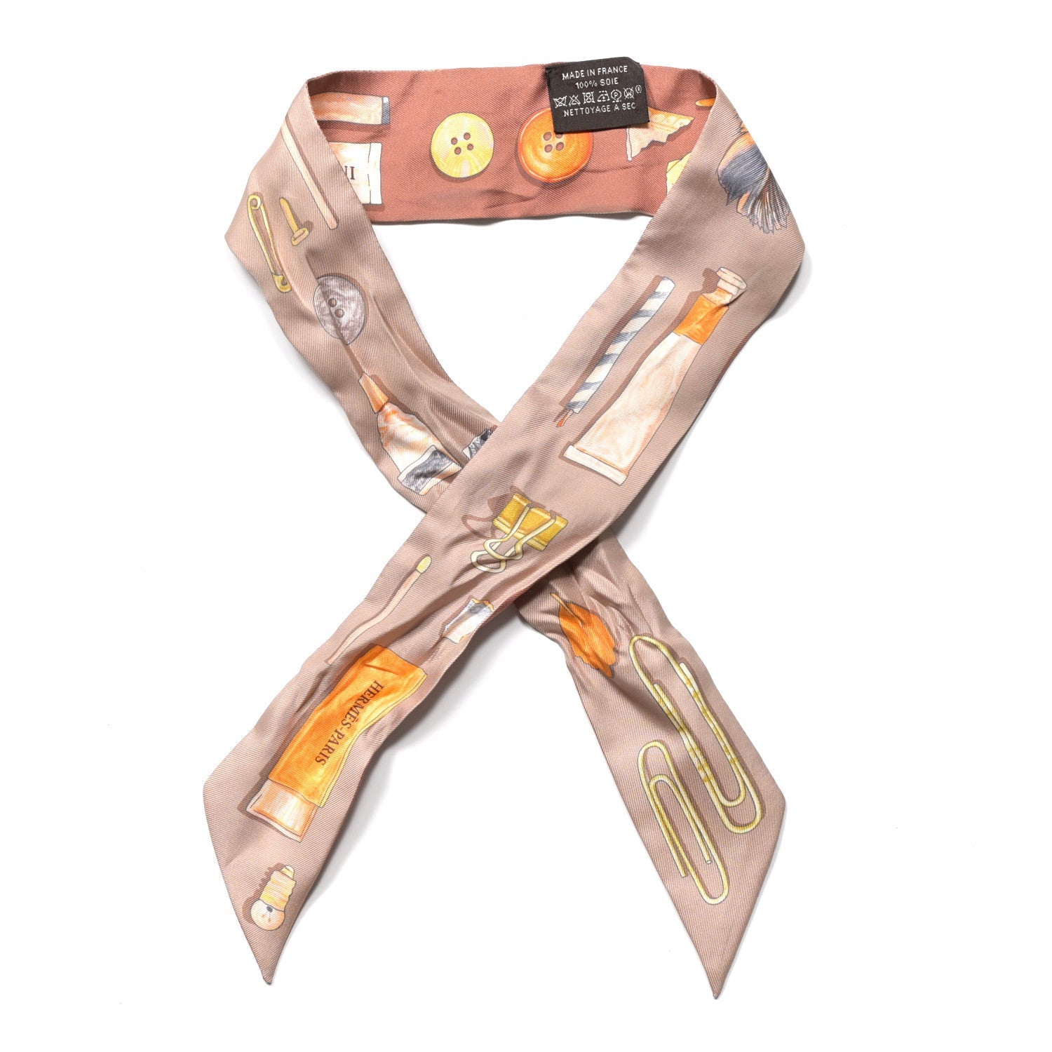 Silk In The Pocket Twilly Beige Orange Sable