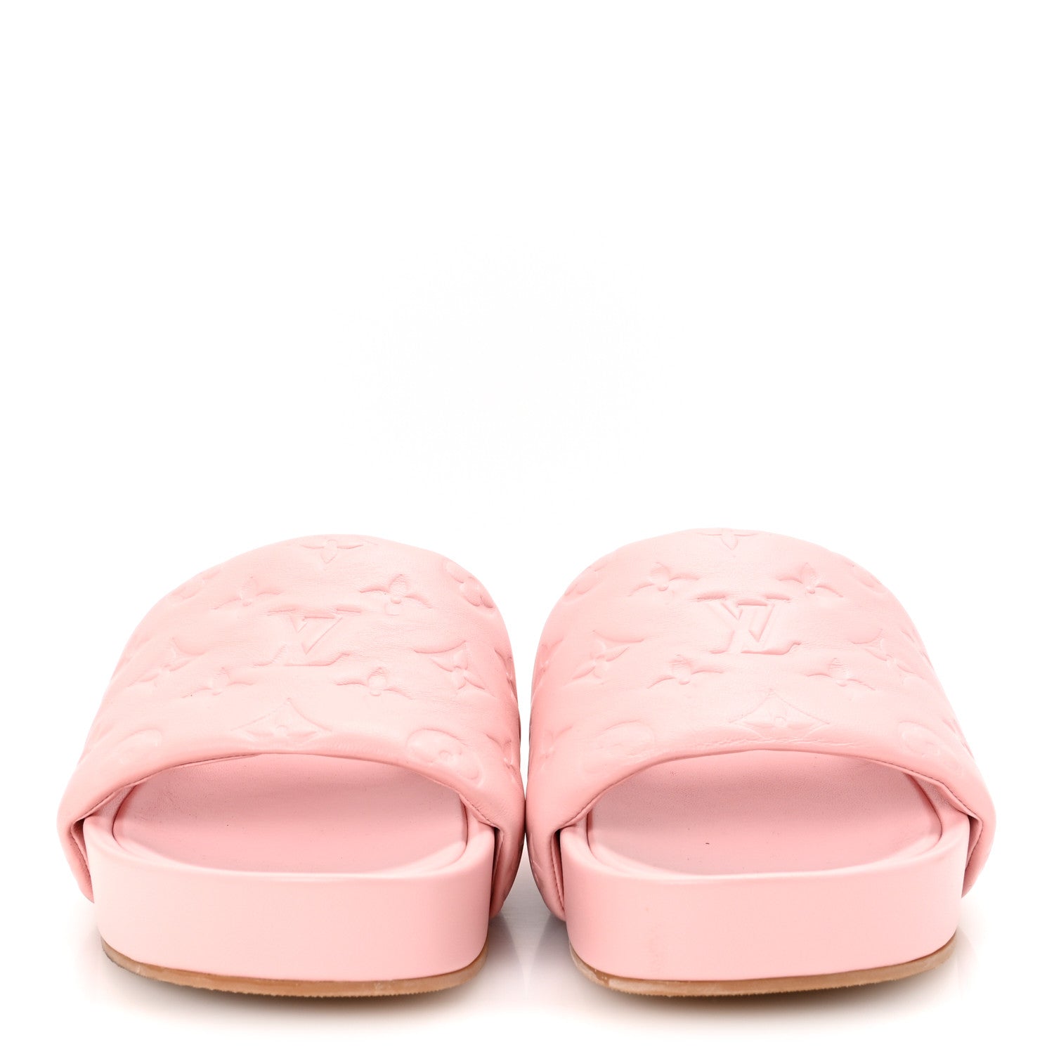 Lambskin Embossed Monogram Jumbo Flatform Mule Sandals 41 Rose Clair