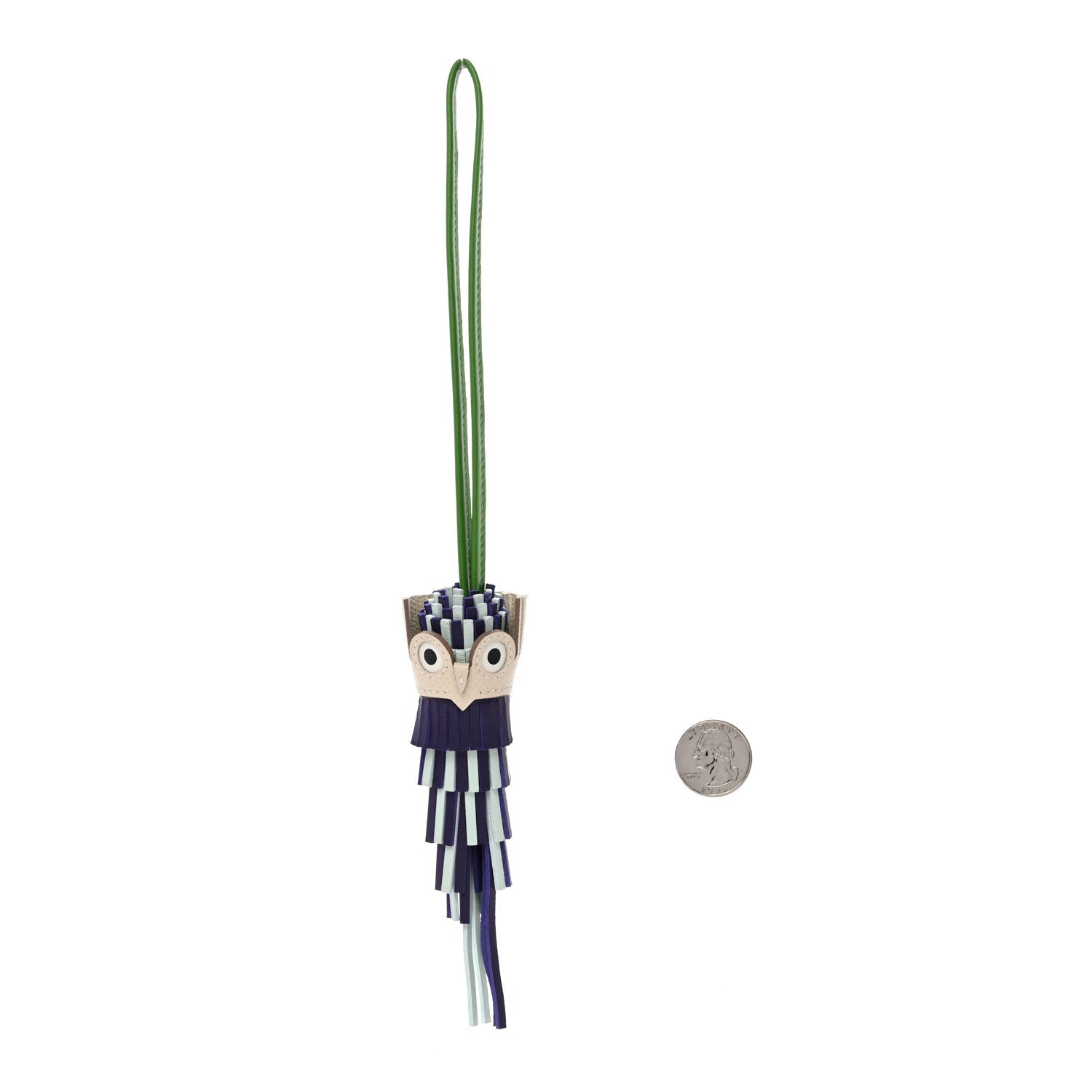 Milo Lambskin Epsom Chouette Bag Charm Purple Vert Peppermint Vert Yucca Craie White
