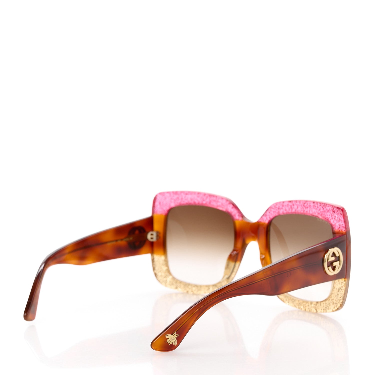 Square Frame GG0083S Sunglasses Glitter Pink Multi
