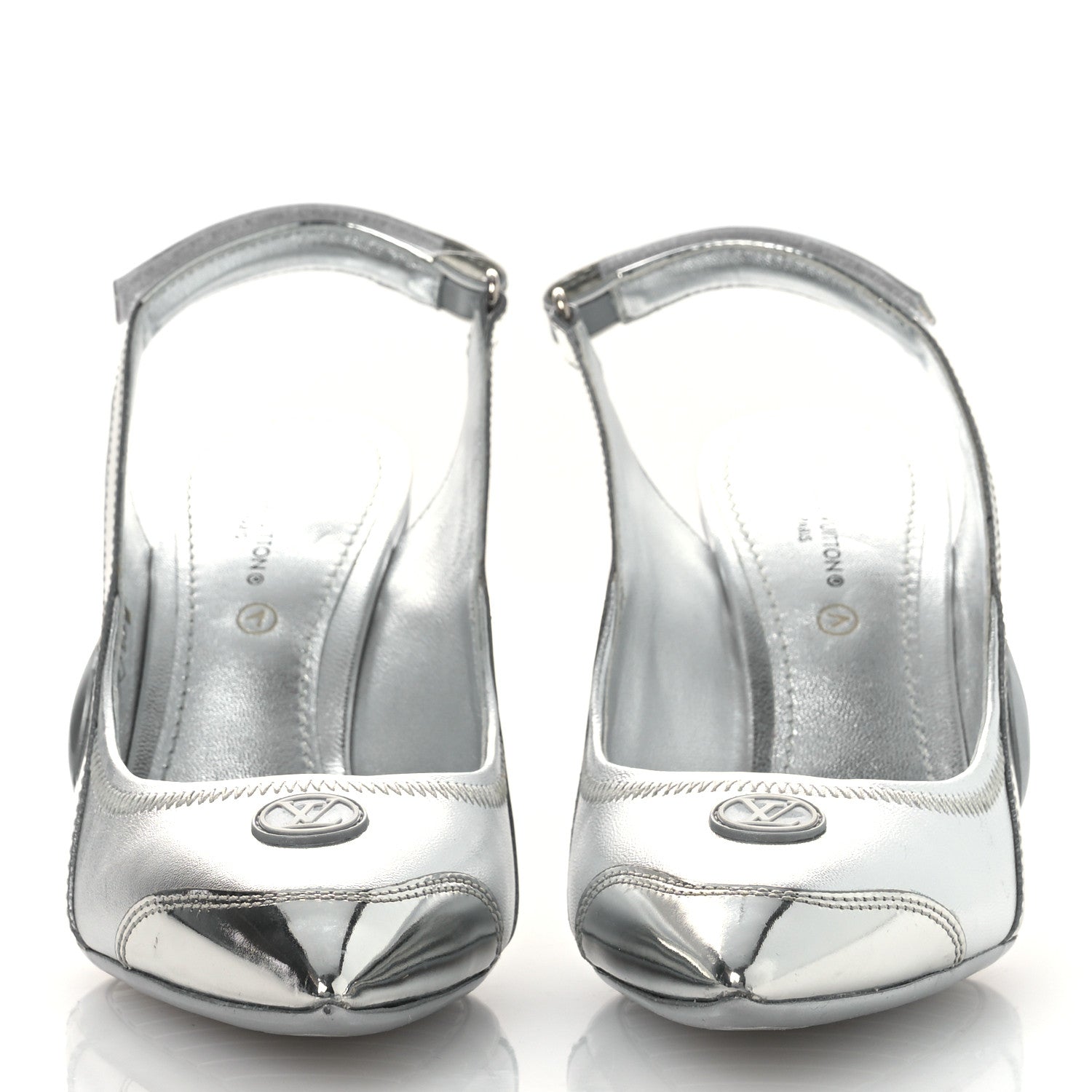 Metallic Lambskin Archlight Slingback Pumps 37 Argent