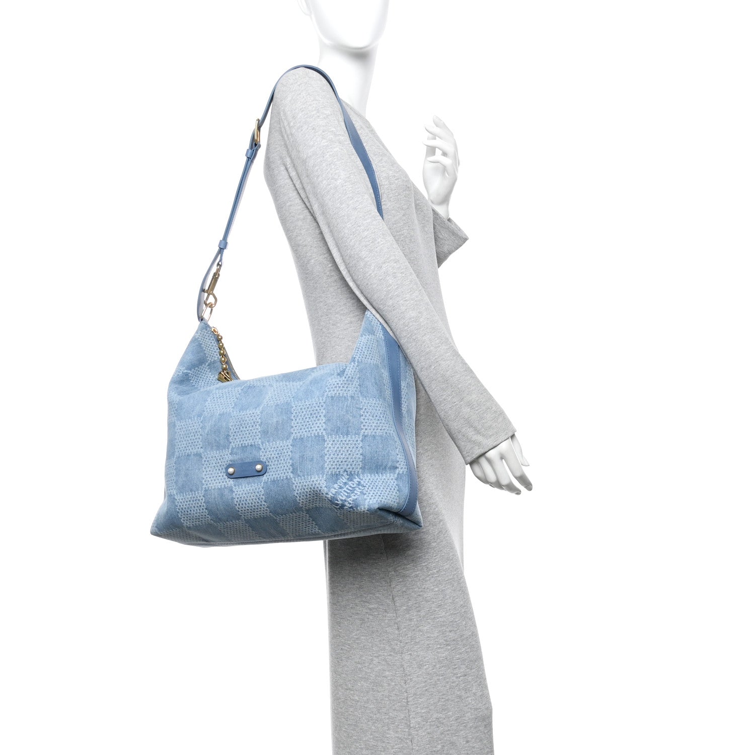 Damier Denim Vagabond Hobo Blue