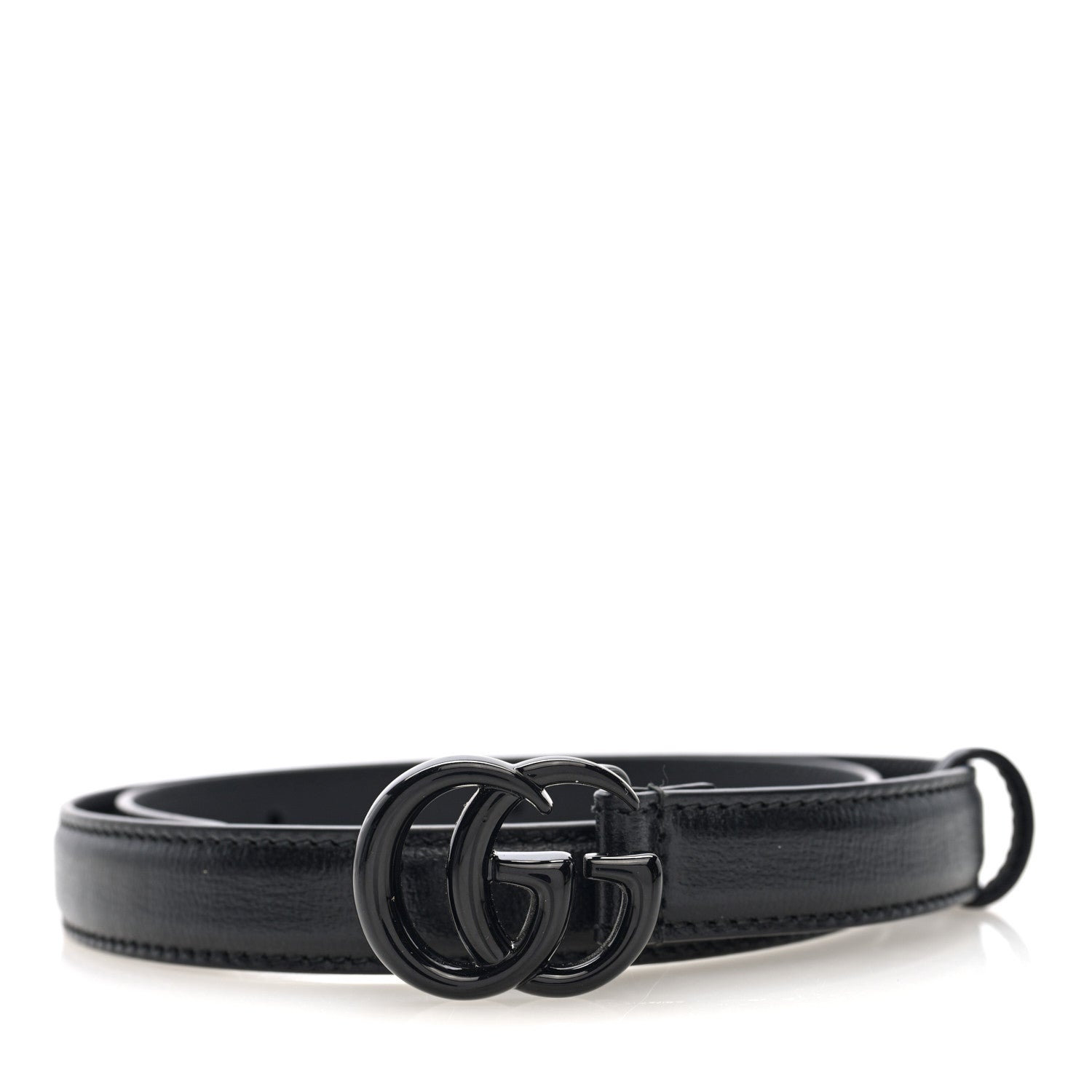 Azalea Calfskin Enamel Monochrome Double G 20mm Belt 70 28 Black