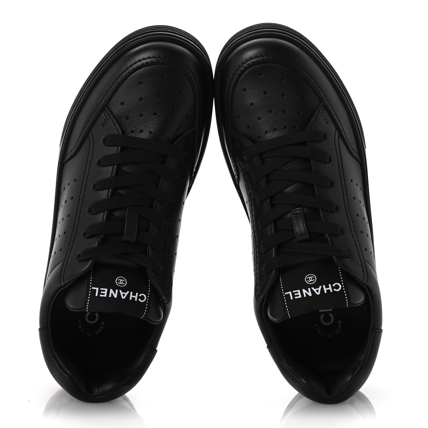 Calfskin Womens Logo Sneakers 38.5 Black