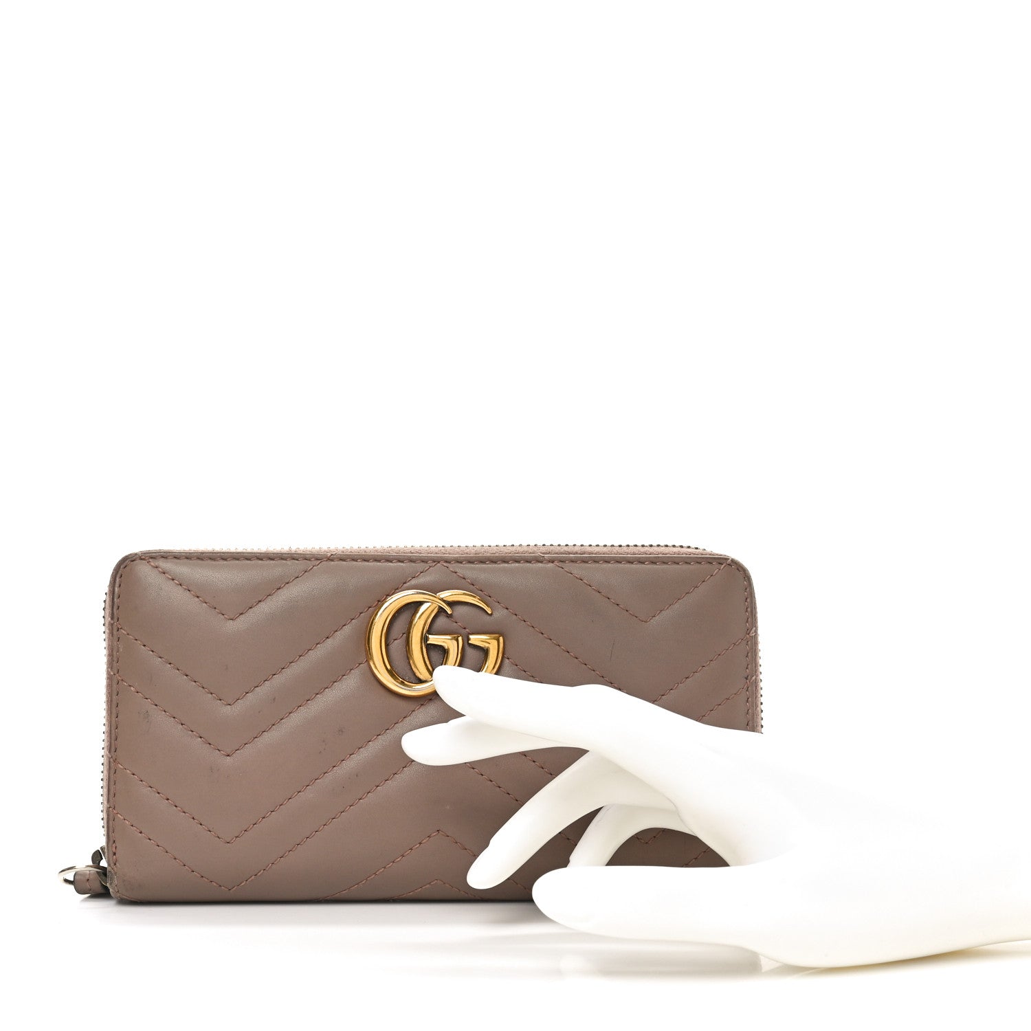 Calfskin Matelasse GG Marmont Zip Around Organizer Wallet Porcelain Rose