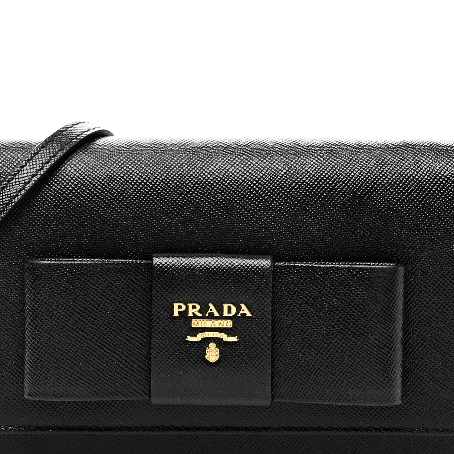 Saffiano Bow Flap Wallet Black