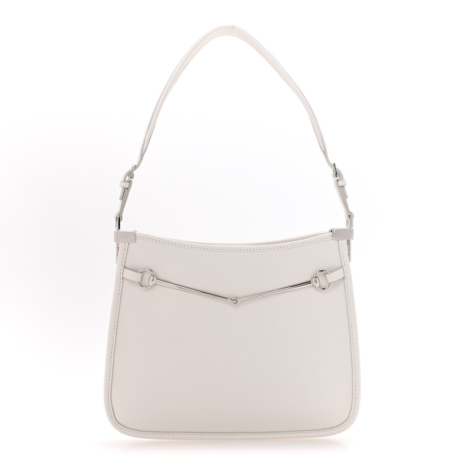 Calfskin Horsebit Slim Shoulder Bag White