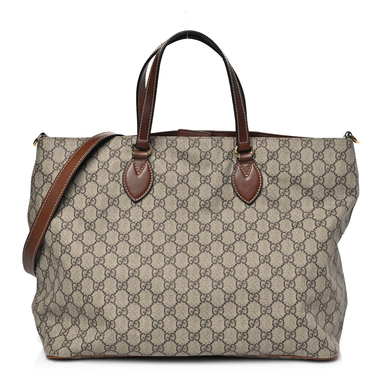 Soft GG Supreme Monogram Medium Crossbody Tote Beige Cuir