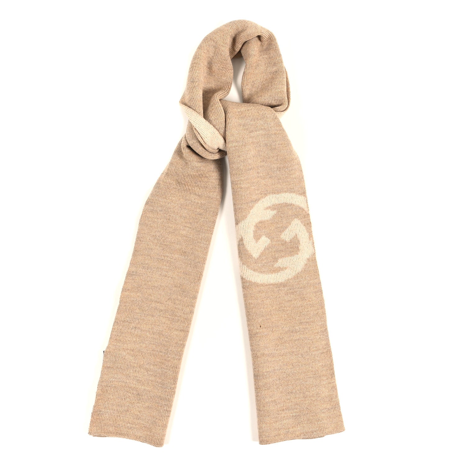 Wool Interlocking G Scarf Beige