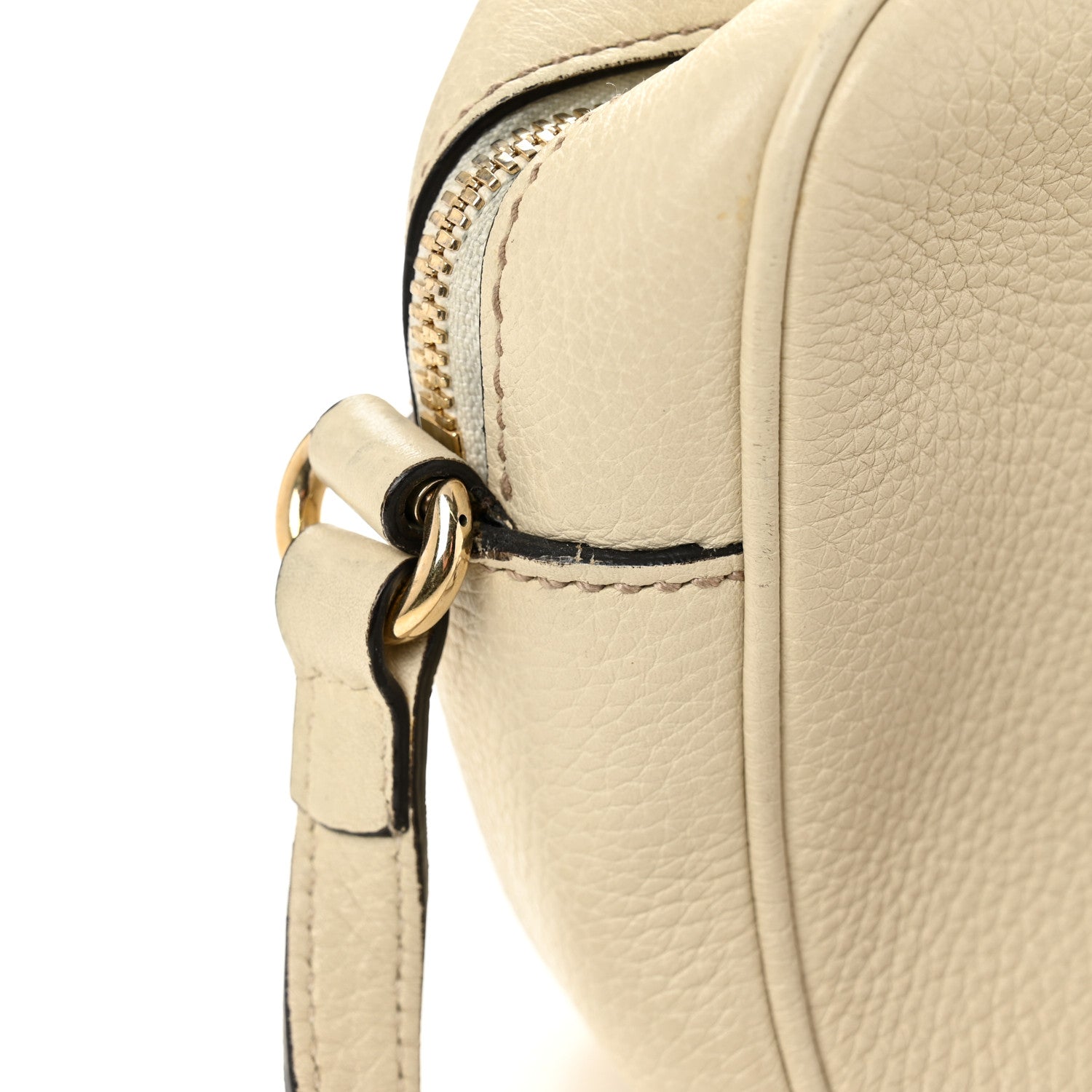 Pebbled Calfskin Small Soho Disco Bag Off White