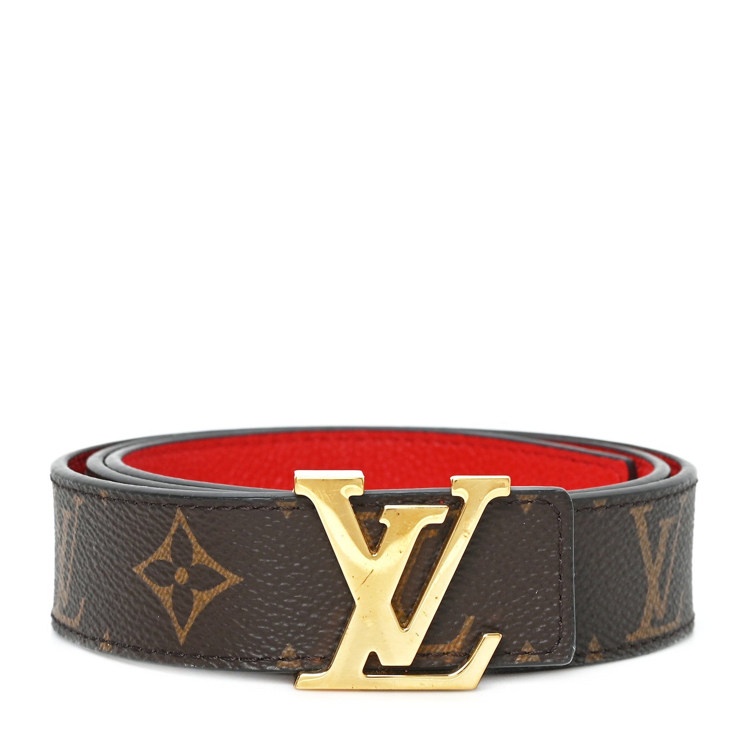 Monogram 30mm LV Initiales Reversible Belt 80 32 Coquelicot
