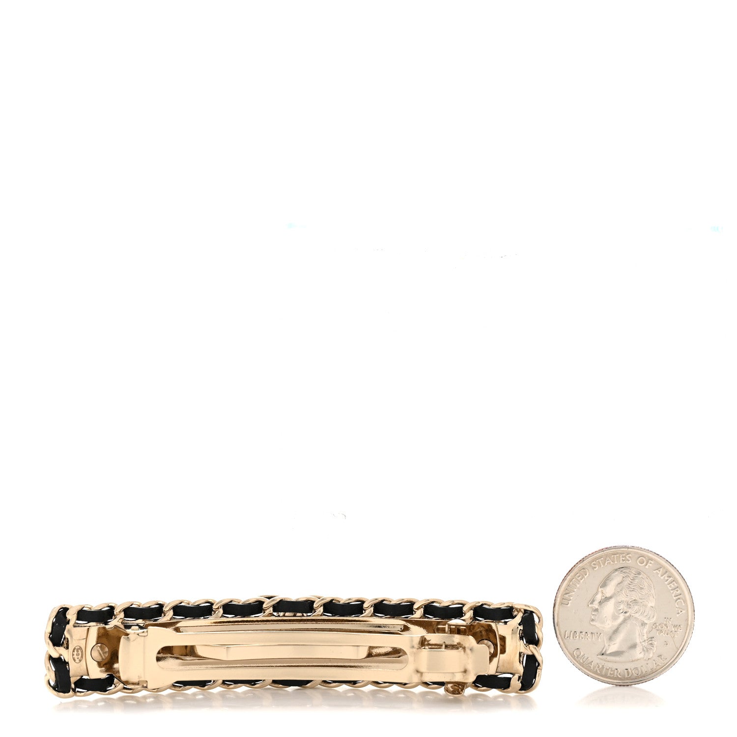 Metal Denim CC Hair Clip Barrette Blue Gold