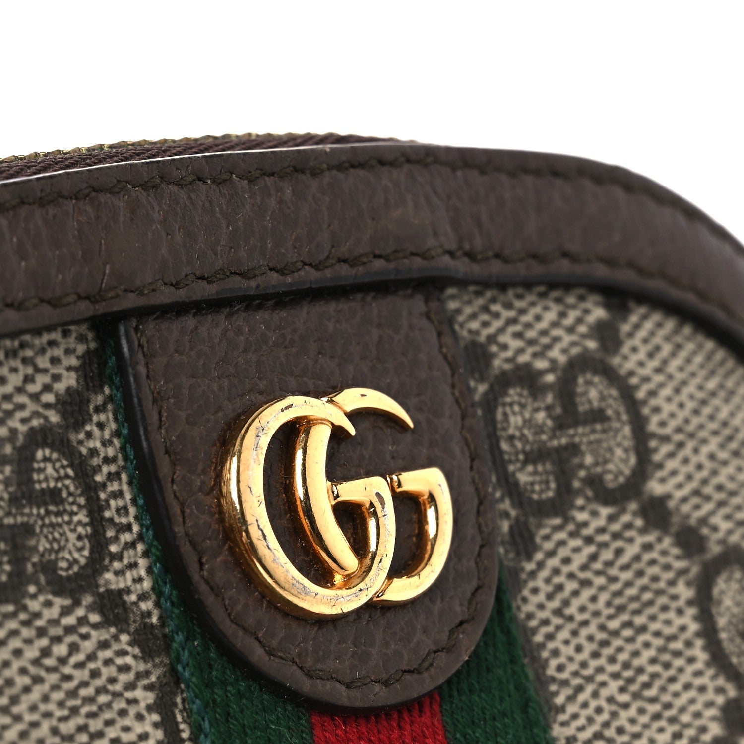 GG Supreme Monogram Web Ophidia Dome Key Pouch Beige New Acero