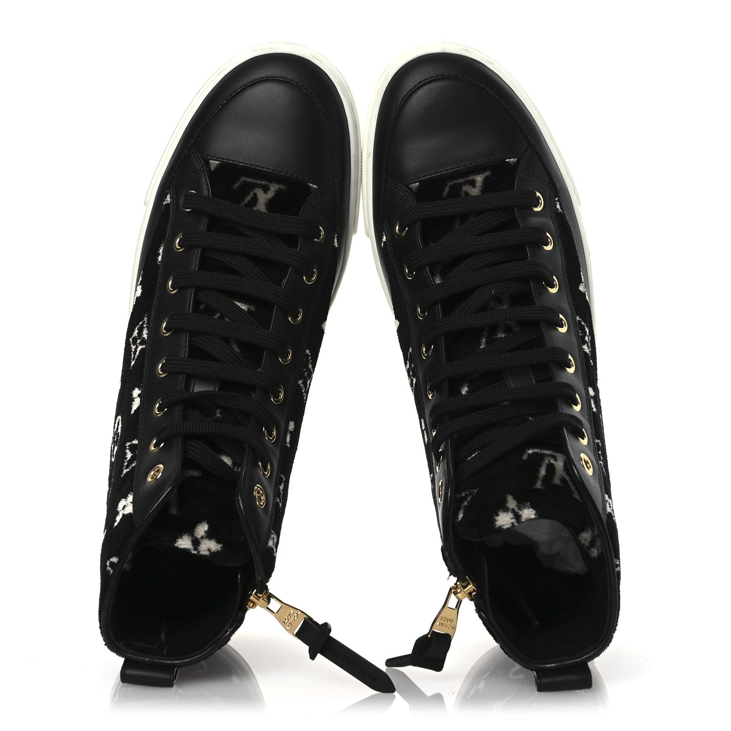 Velvet Monogram Stellar Sneakers 38.5 Black White