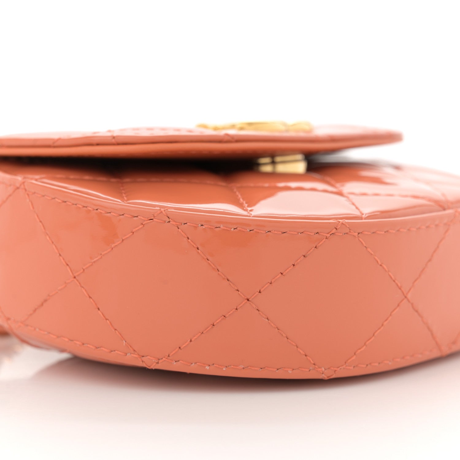 Patent Quilted Mini Top Handle Crossbody Flap Orange