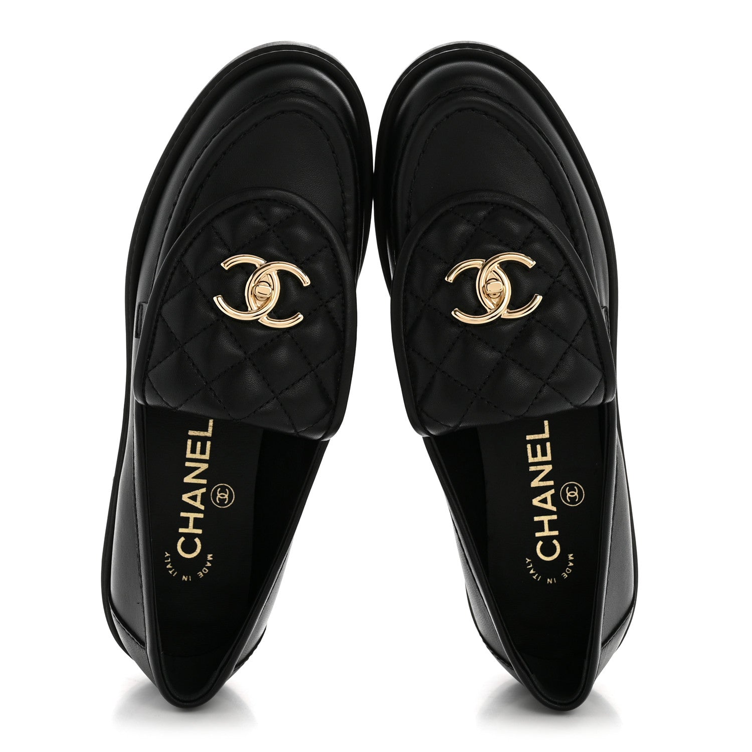 Lambskin Quilted CC Turnlock Loafers 37 Black