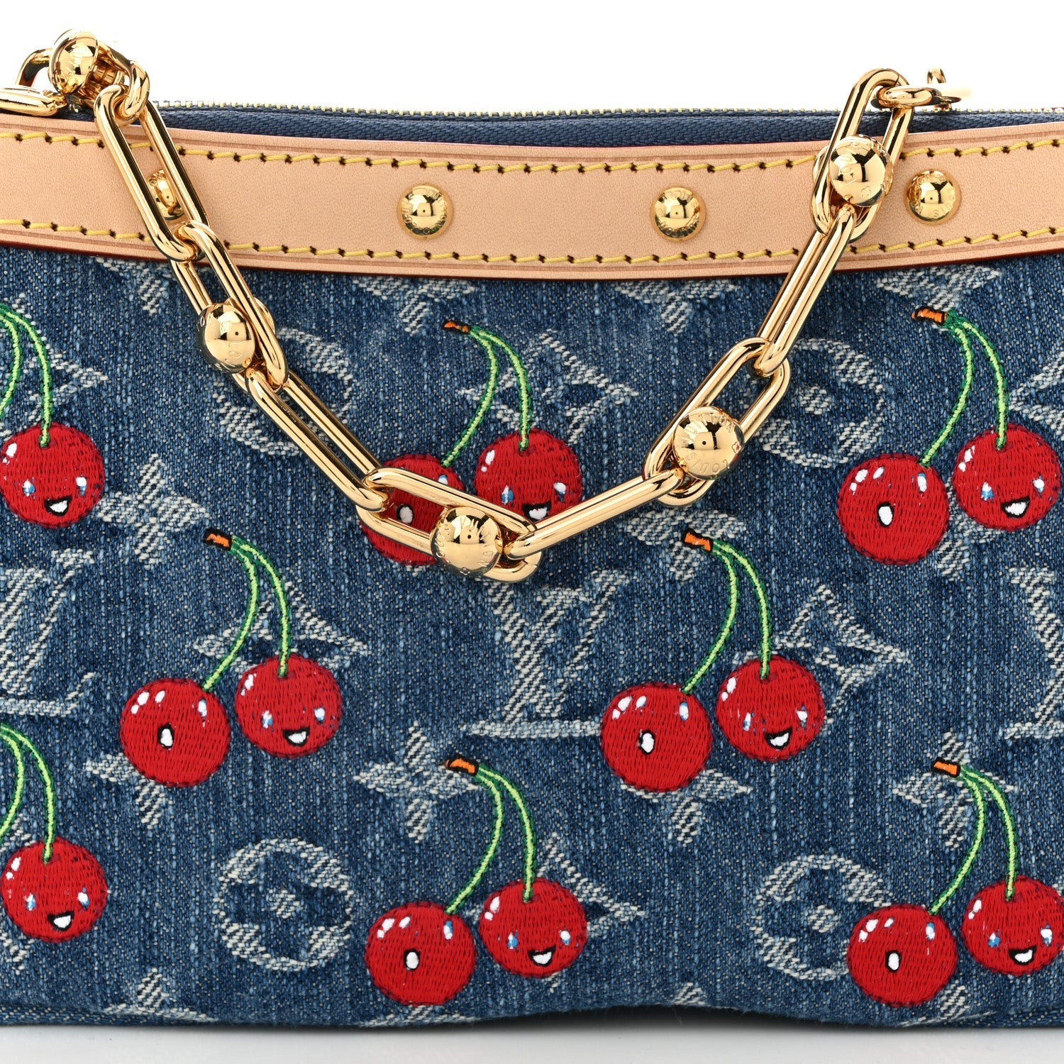 LV X TM Monogram Denim Cerises Pochette Accessories Blue