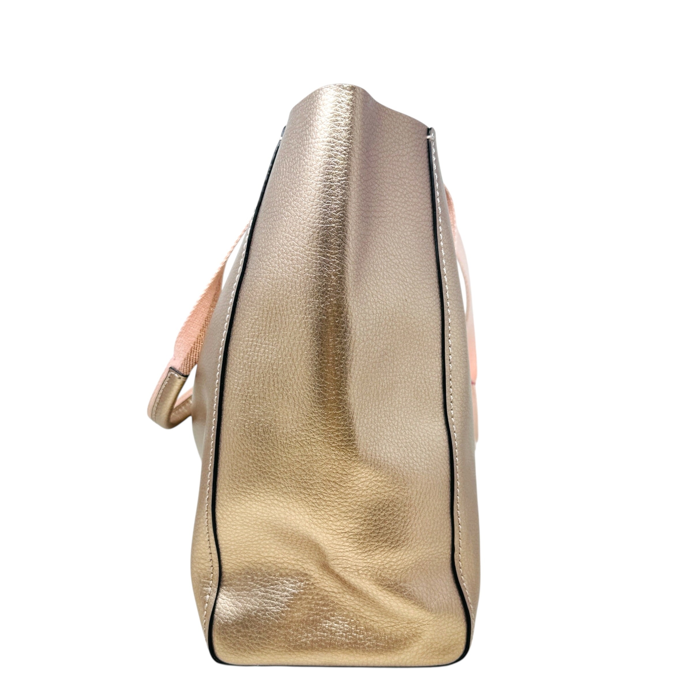Derby Tote In Rose Gold Pebbled Leather Designer By Coach, Size: Large