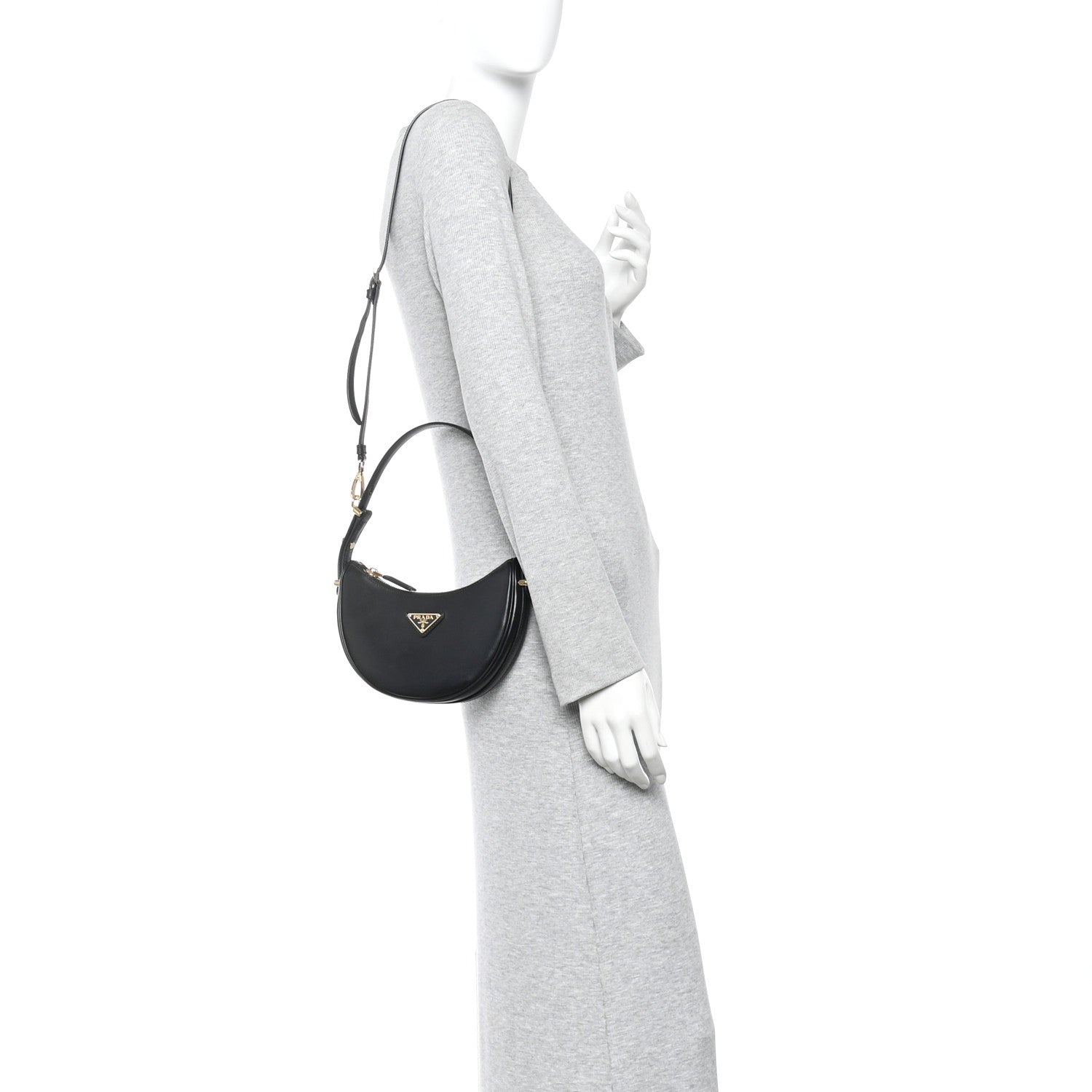 Soft Calfskin Arque Shoulder Bag Black