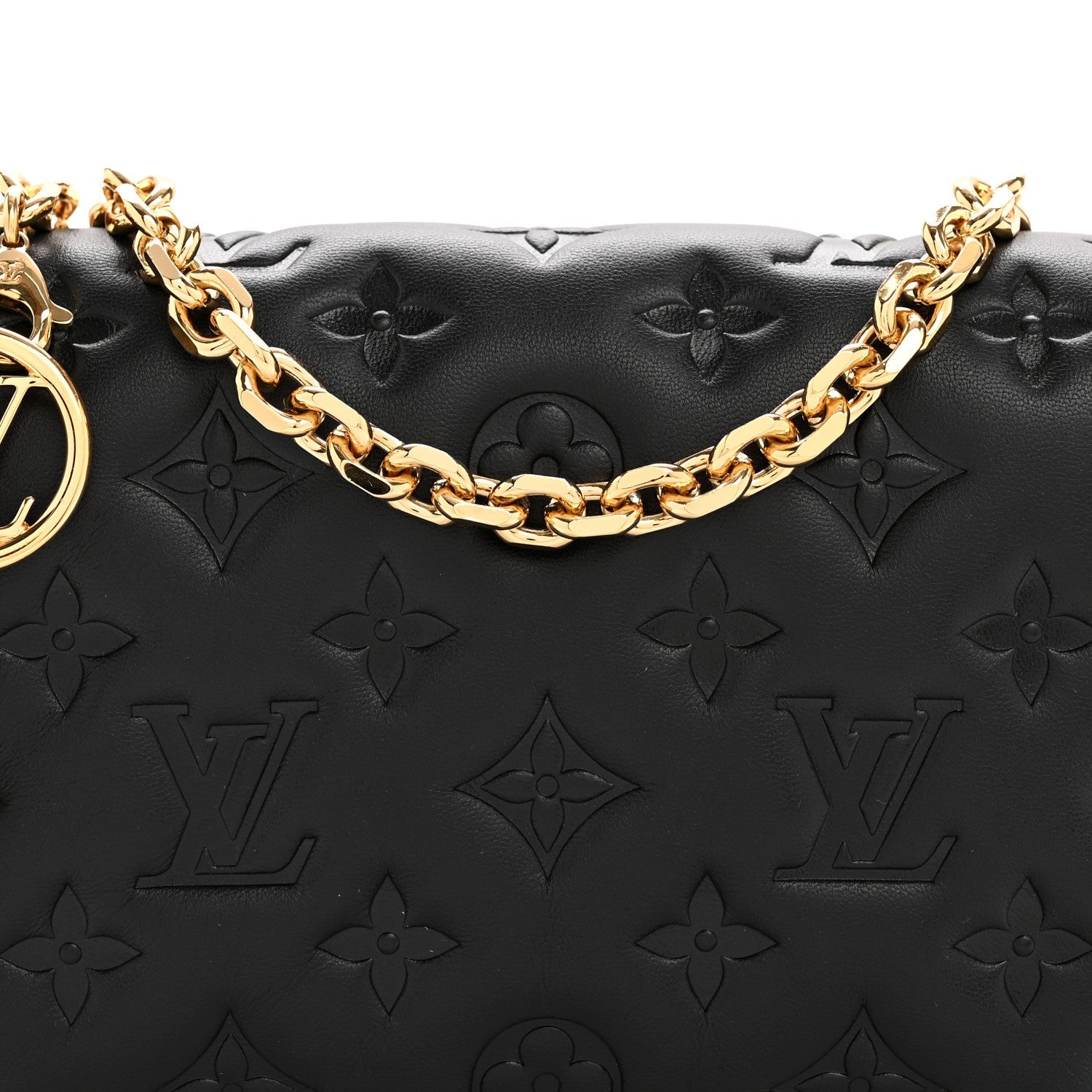 Lambskin Embossed Monogram Pochette Coussin Black