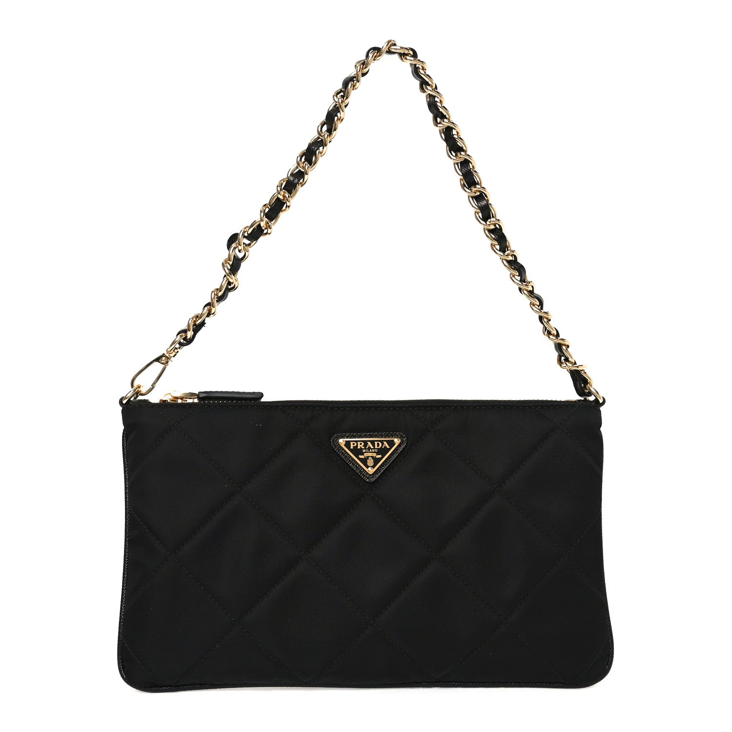 Re-Nylon Tessuto Impuntu Quilted Re-Edition 1995 Chaine Pouch Black