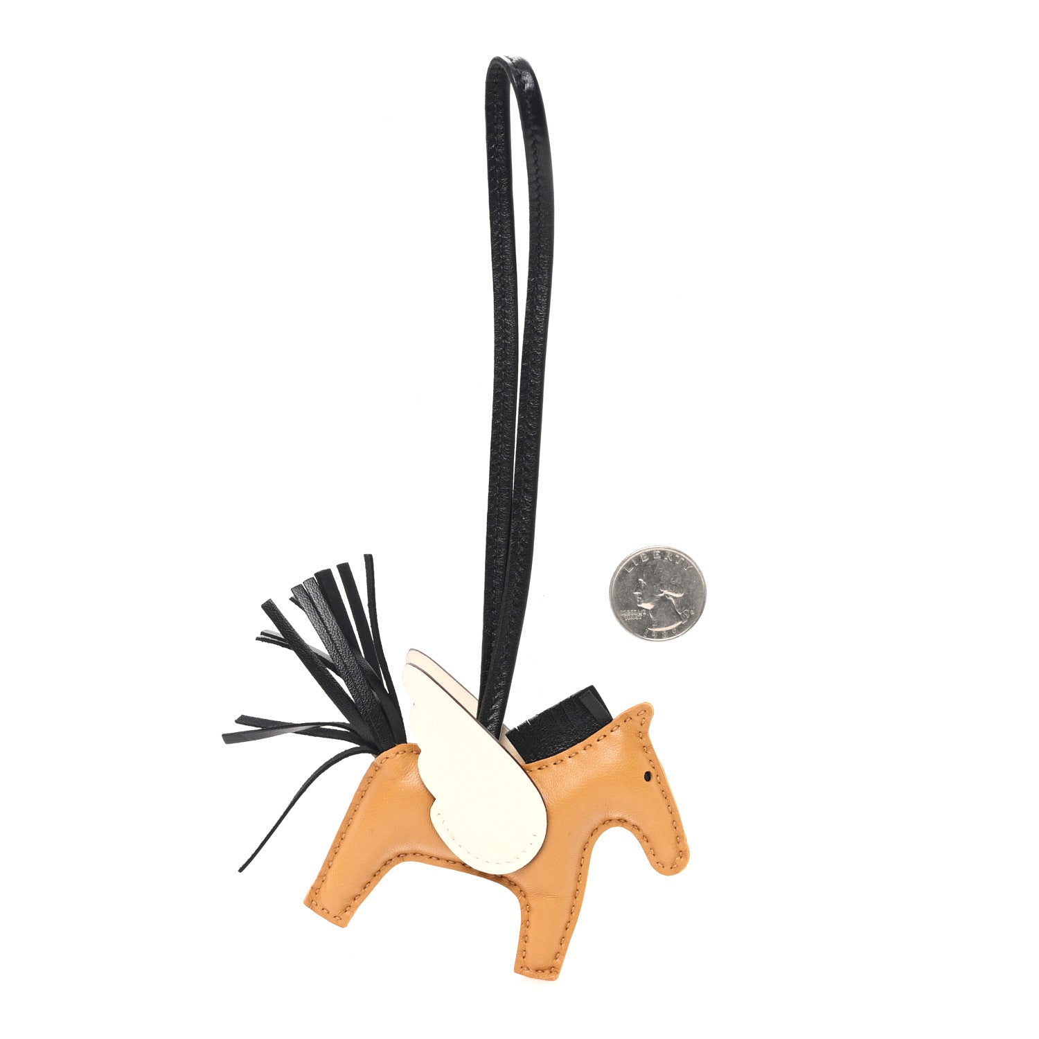 Milo Lambskin Grigri Rodeo Pegase Horse Bag Charm PM Sesame Black Nata