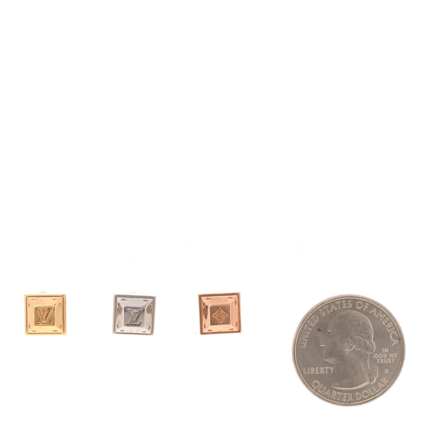 Nanogram Tennis Earrings Set of 3 Gold Silver Pink
