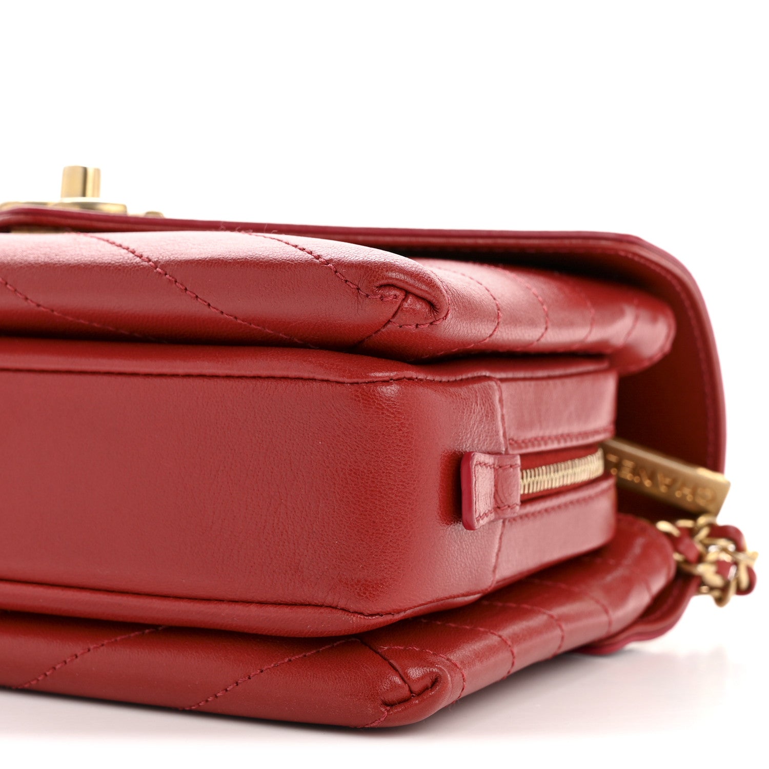 Lambskin Chevron Stitched Envelope Flap Bag Red