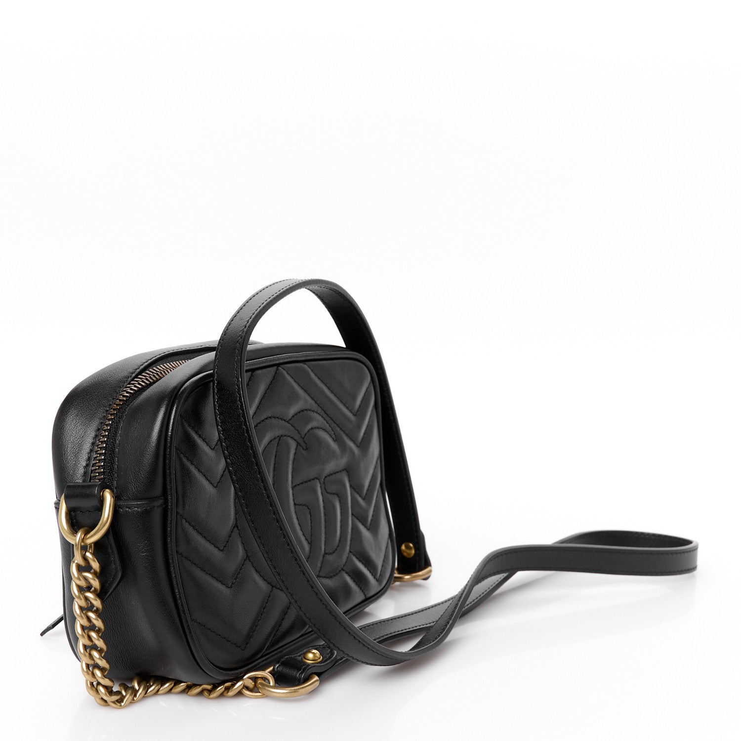 Calfskin Matelasse Mini GG Marmont Chain Shoulder Bag Black