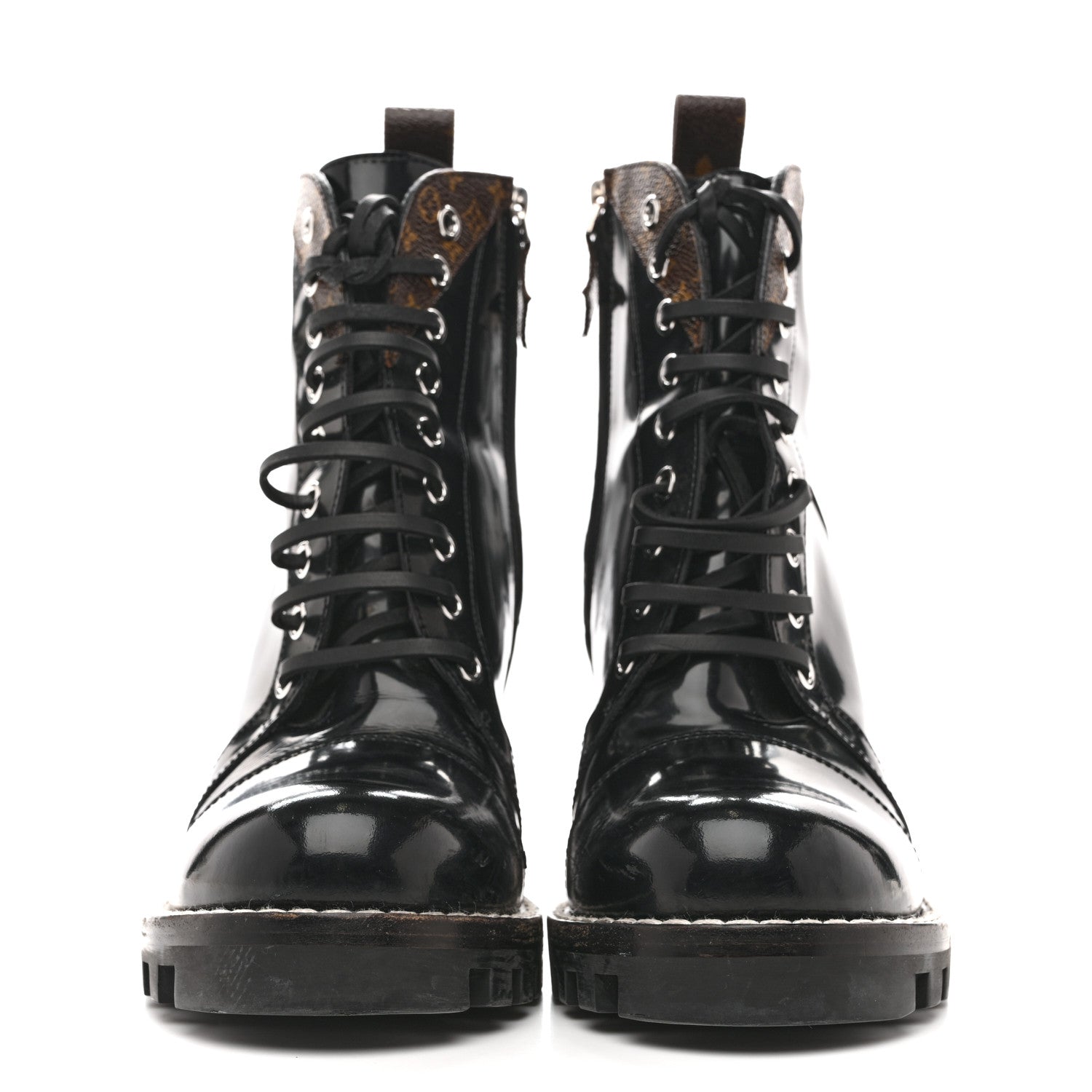Glazed Calfskin Monogram Star Trail Ankle Boots 39 Black