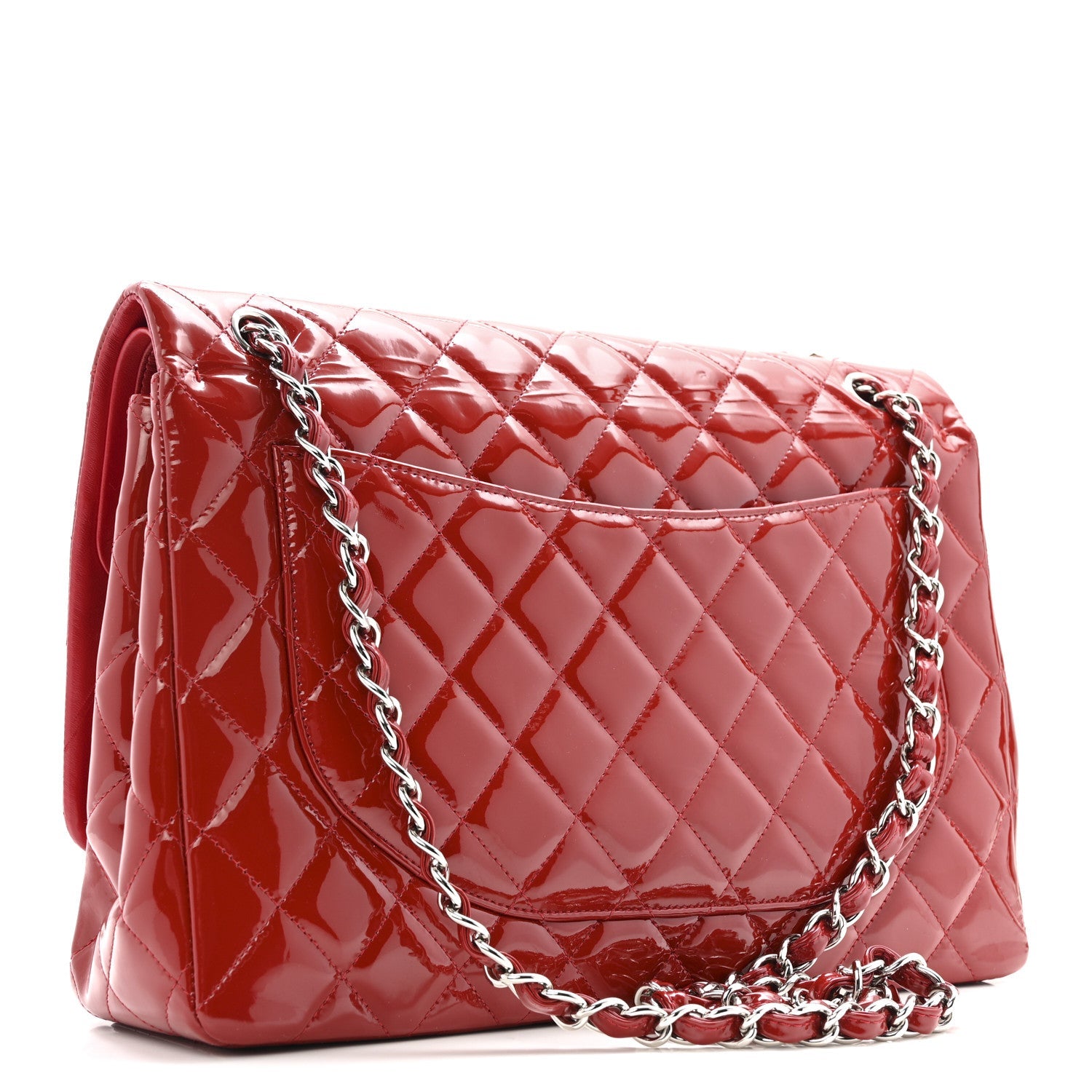 Patent Quilted Maxi Double Flap Red