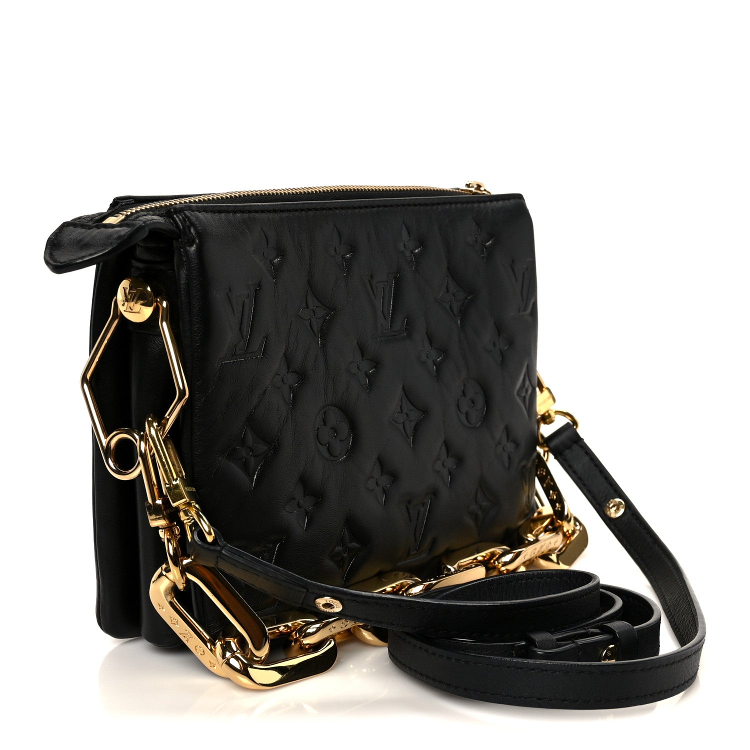 Lambskin Embossed Monogram Coussin BB Black