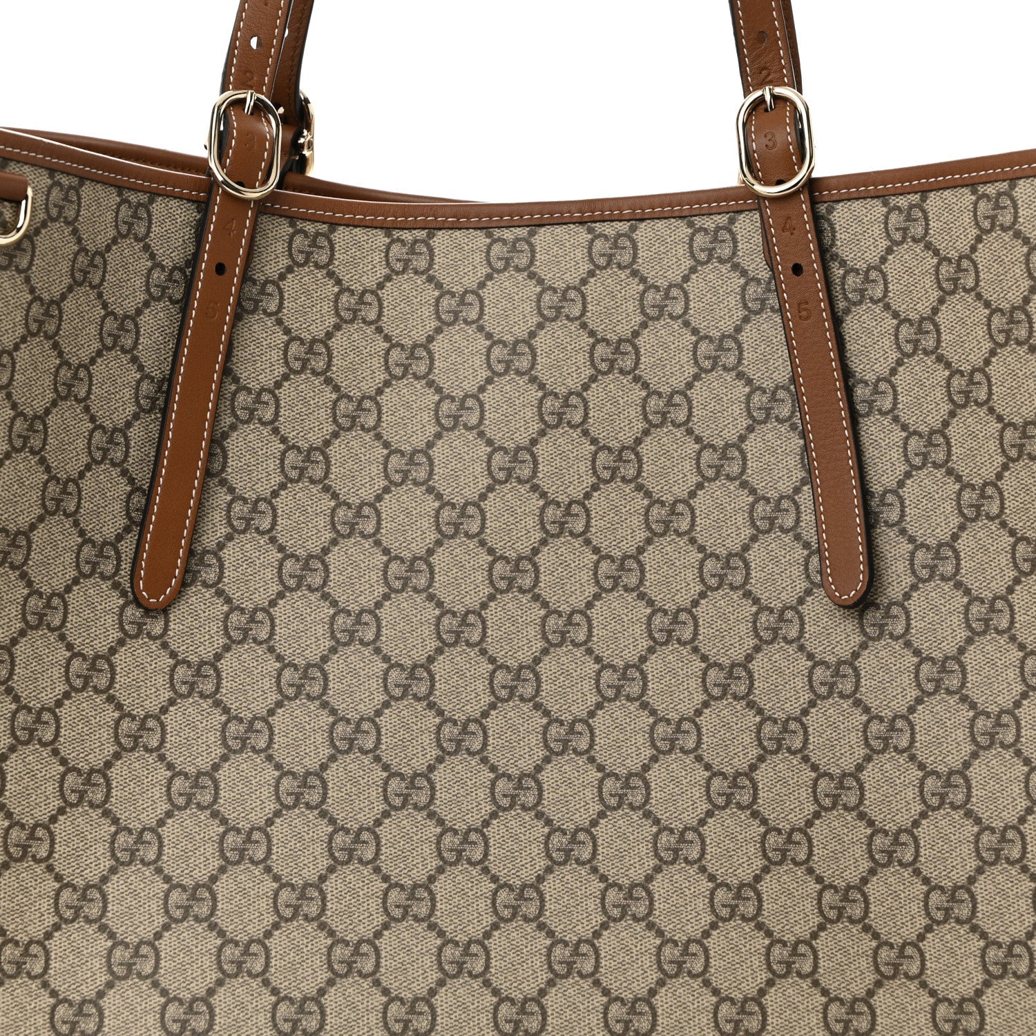 GG Supreme Monogram Emblem Maxi Tote Bag Beige Dark Brown