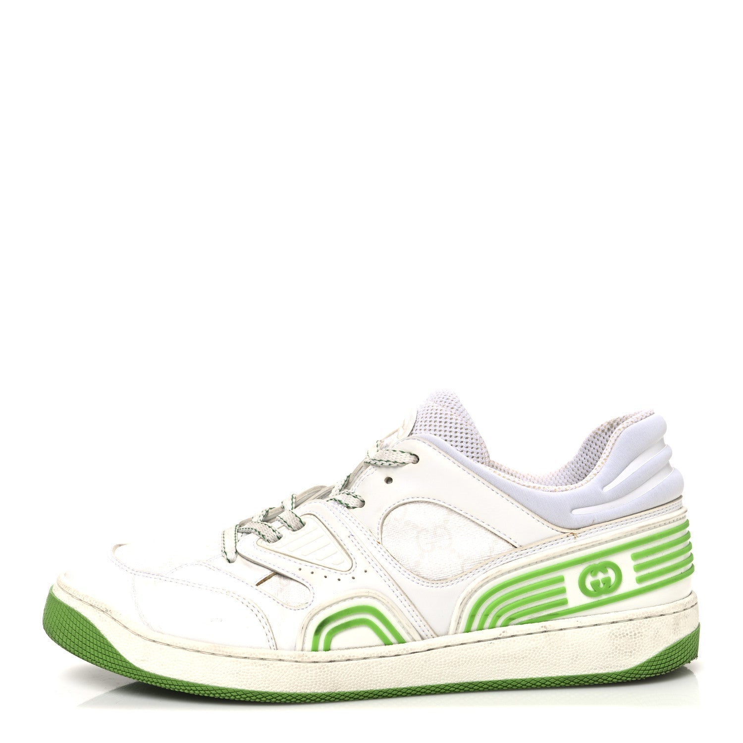 Demetra GG Supreme Monogram Womens Basket Low Top Sneakers 38.5 Great White Green